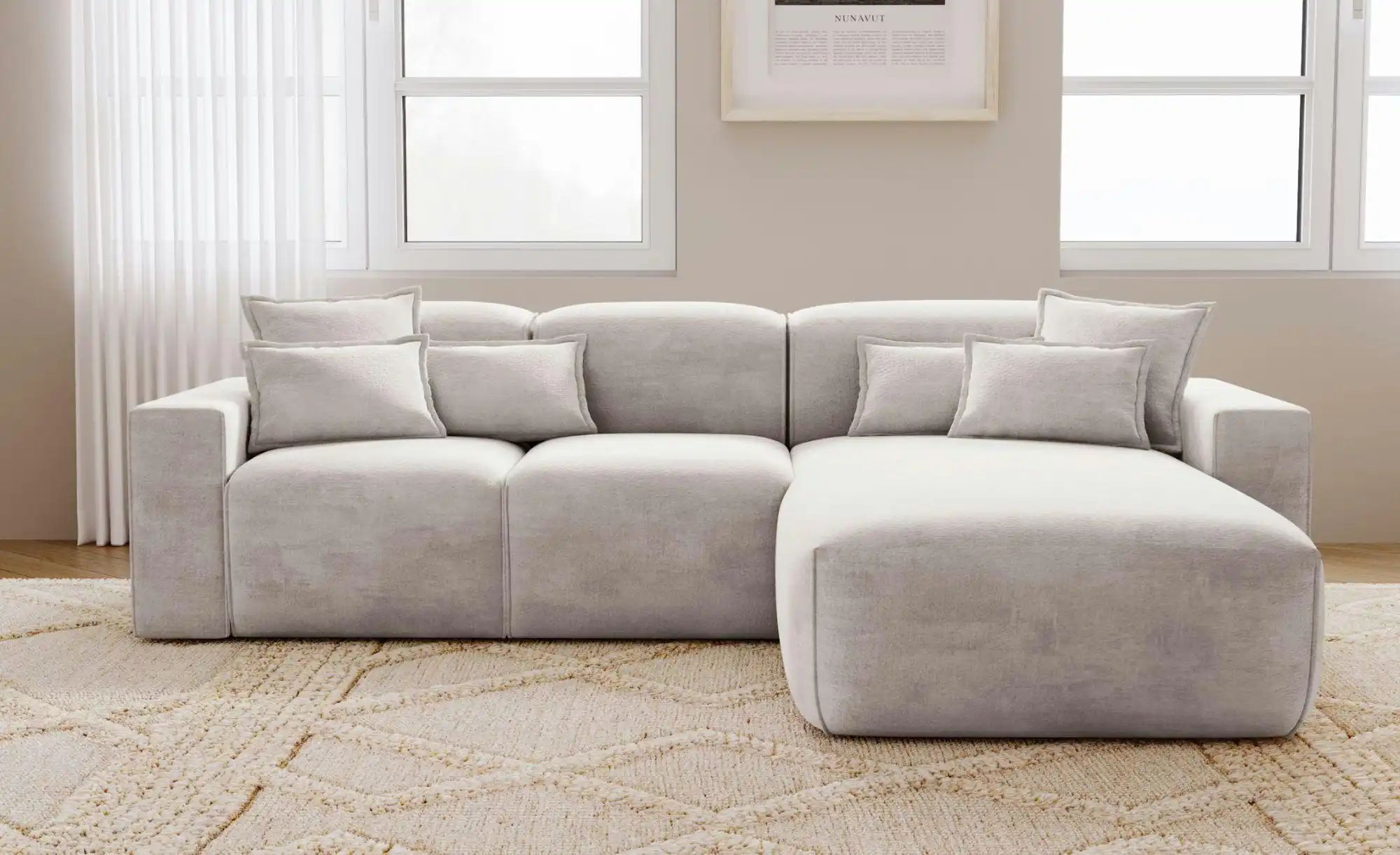 Ecksofa  Leni ¦ grau ¦ Maße (cm): B: 265 H: 74 Polstermöbel > Sofas > 3-Sit günstig online kaufen