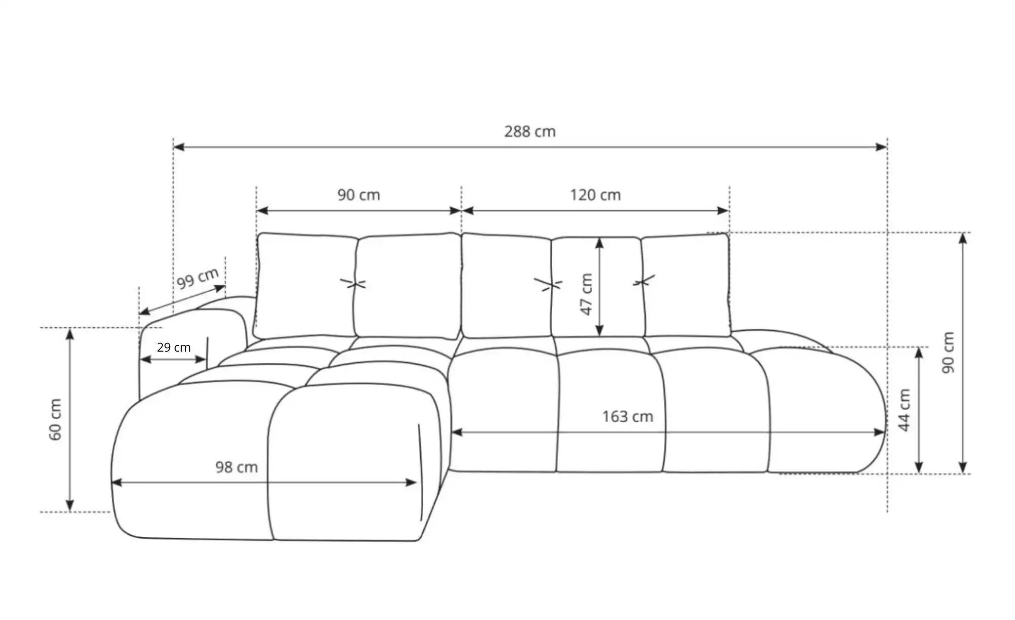 Thumbnail - Ecksofa  Sile ¦ creme ¦ Maße (cm): B: 288 H: 90 Polstermöbel > Sofas > 3-Sitzer - Höffner