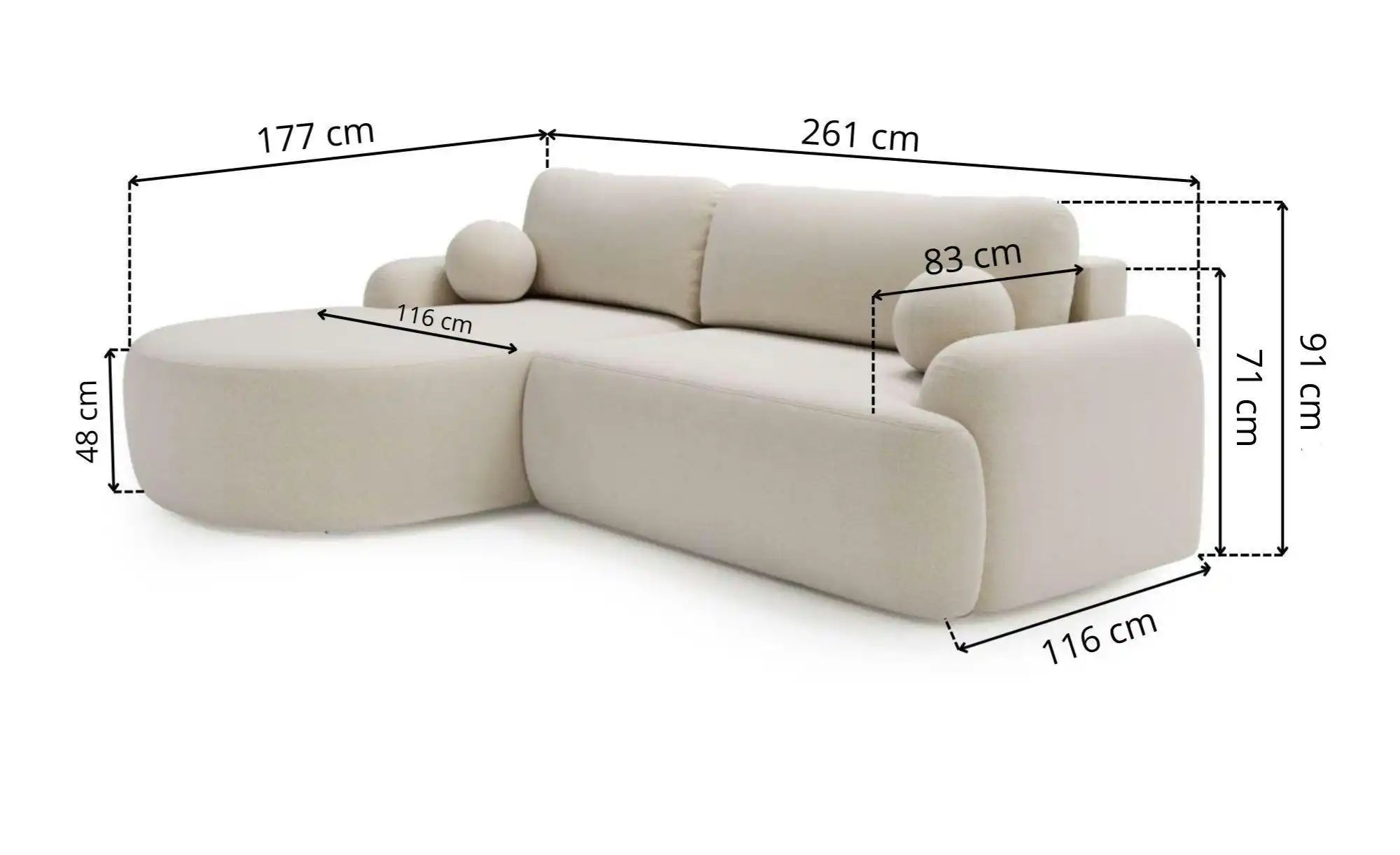 Thumbnail - Ecksofa  Aurio ¦ grau ¦ Maße (cm): B: 261 H: 91 Polstermöbel > Sofas > 3-Sitzer - Höffner