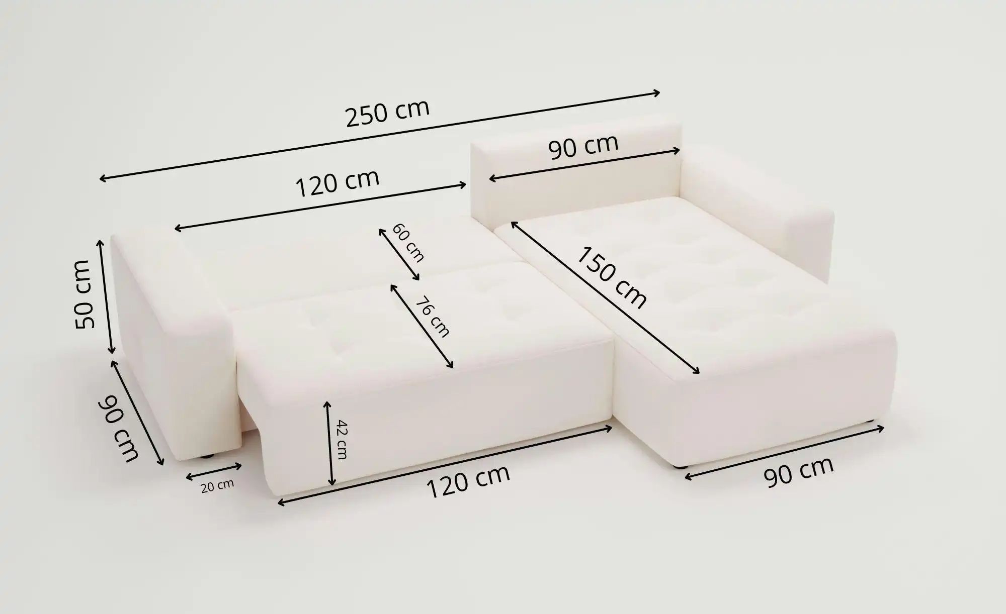 Thumbnail - Ecksofa  Portland ¦ schwarz ¦ Maße (cm): B: 250 H: 76 Polstermöbel > Sofas > 3-Sitzer - Höffner