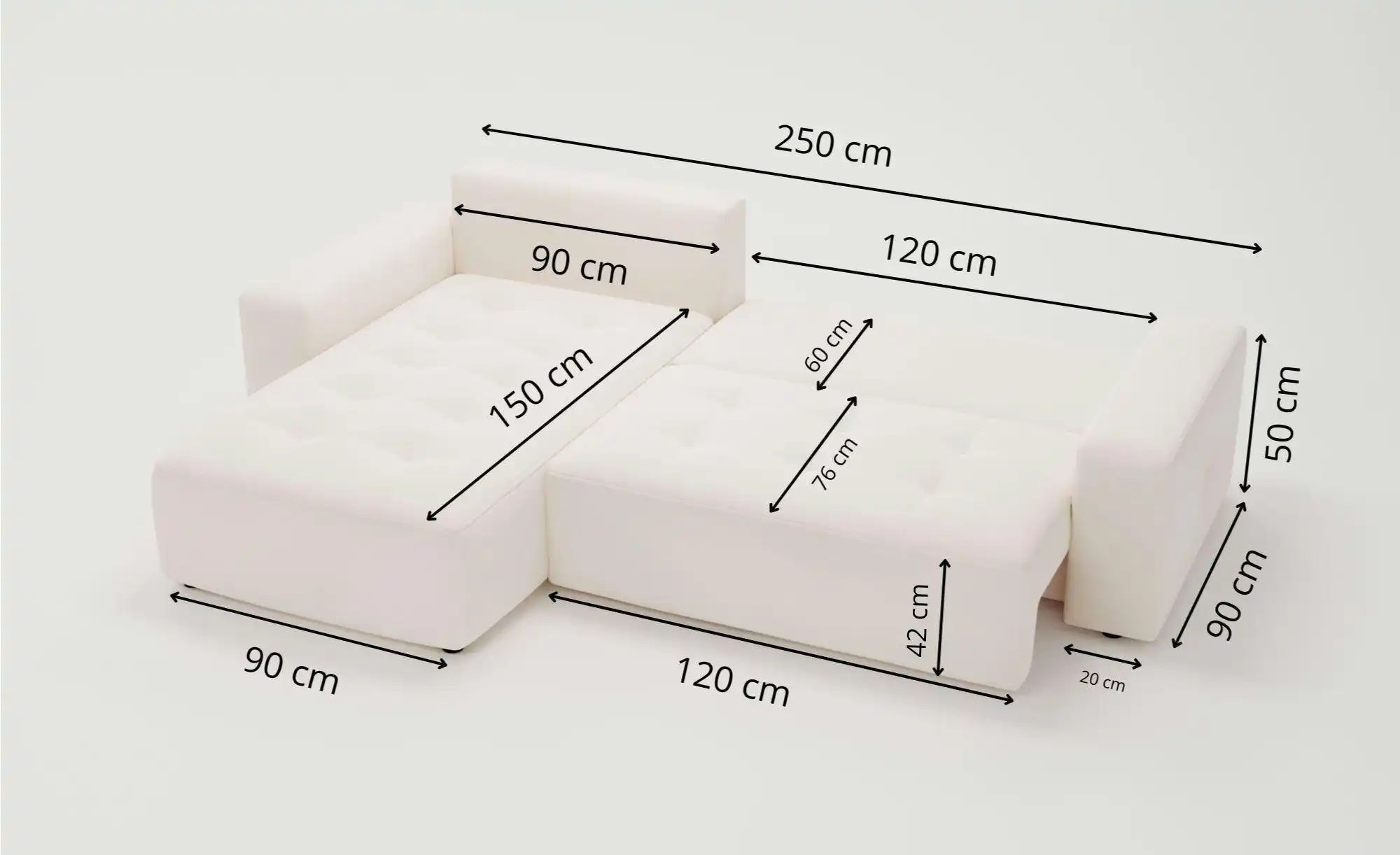 Thumbnail - Ecksofa Portland ¦ grau ¦ Maße (cm): B: 250 H: 76 Polstermöbel > Sofas > 3-Sitzer - Höffner