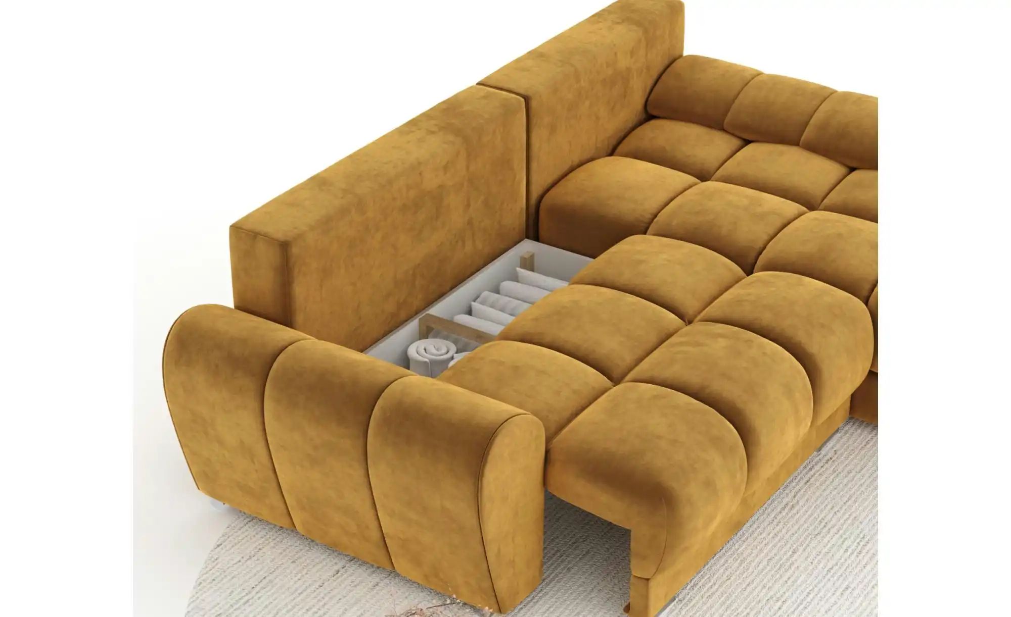 Thumbnail - Ecksofa Peebles ¦ gold ¦ Maße (cm): B: 256 H: 90 Polstermöbel > Sofas > Ecksofas - Höffner