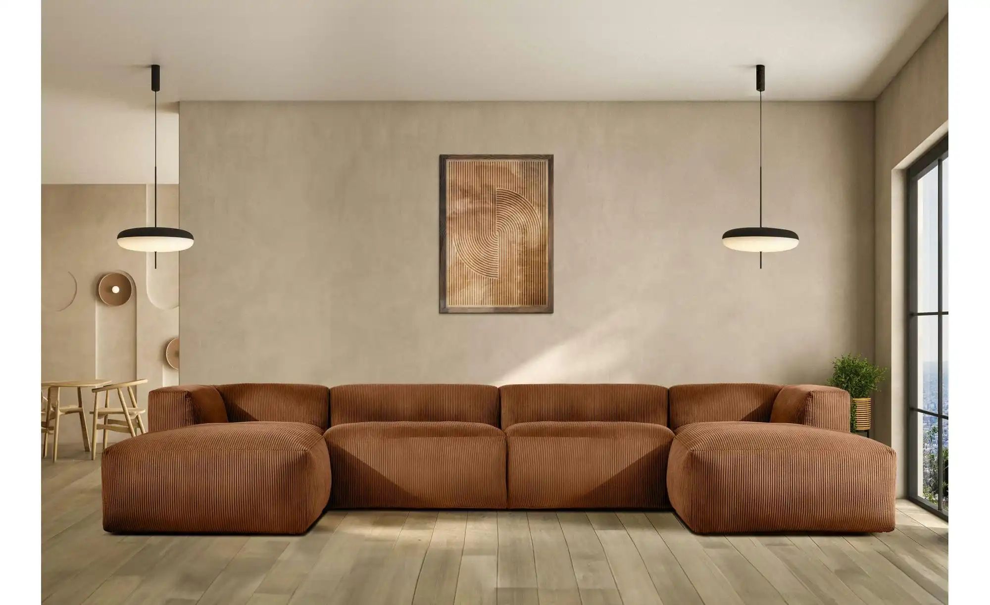 KONSIMO Wohnlandschaft  Buffo ¦ orange ¦ Maße (cm): B: 400 H: 73 Polstermöb günstig online kaufen