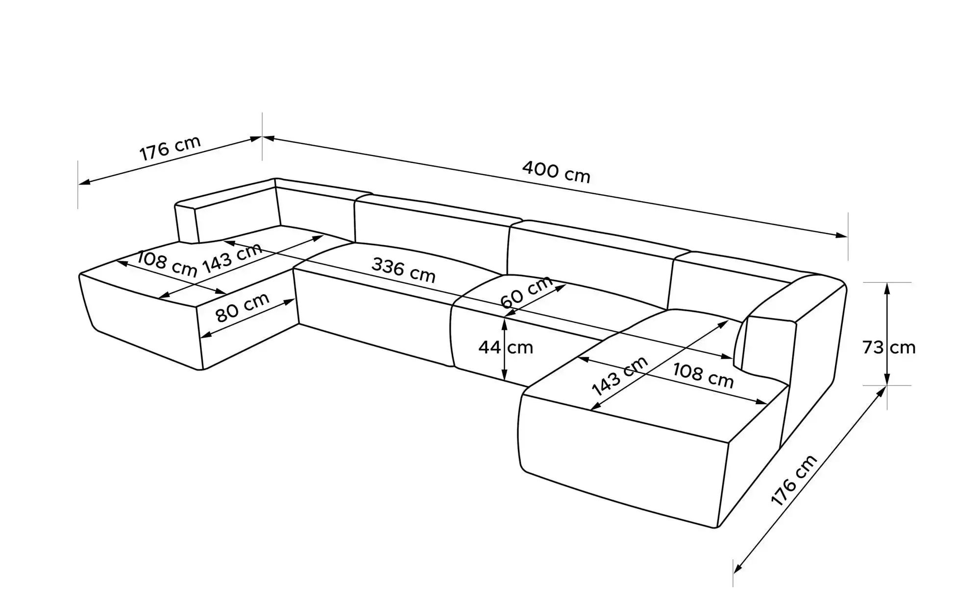 KONSIMO Wohnlandschaft  Buffo ¦ blau ¦ Maße (cm): B: 400 H: 73 Polstermöbel günstig online kaufen