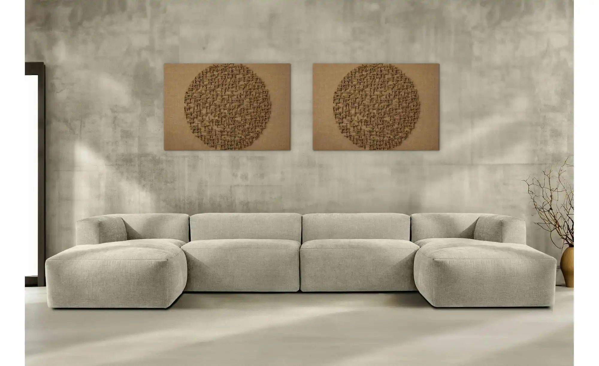 KONSIMO Wohnlandschaft  Buffo ¦ creme ¦ Maße (cm): B: 400 H: 73 Polstermöbe günstig online kaufen