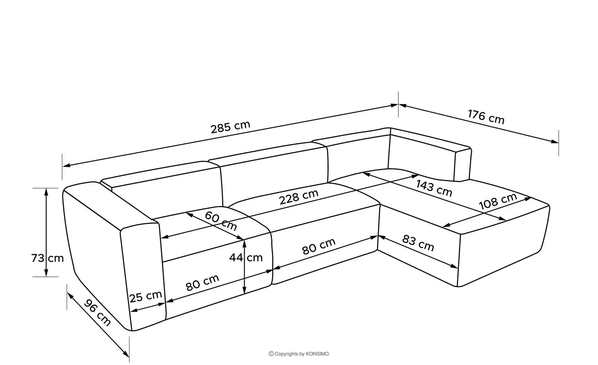 KONSIMO Ecksofa   ¦ grün ¦ Maße (cm): B: 285 H: 73 Polstermöbel > Sofas > E günstig online kaufen