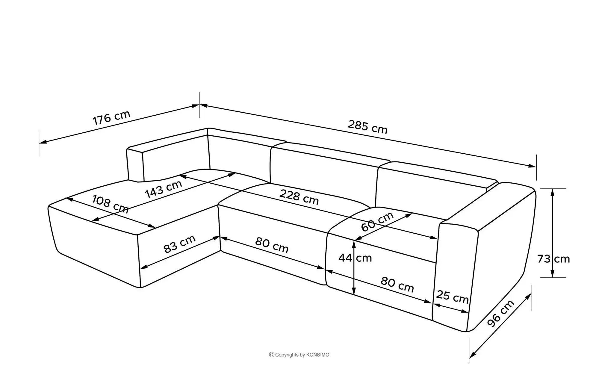 KONSIMO Ecksofa   ¦ grau ¦ Maße (cm): B: 285 H: 73 Polstermöbel > Sofas > E günstig online kaufen