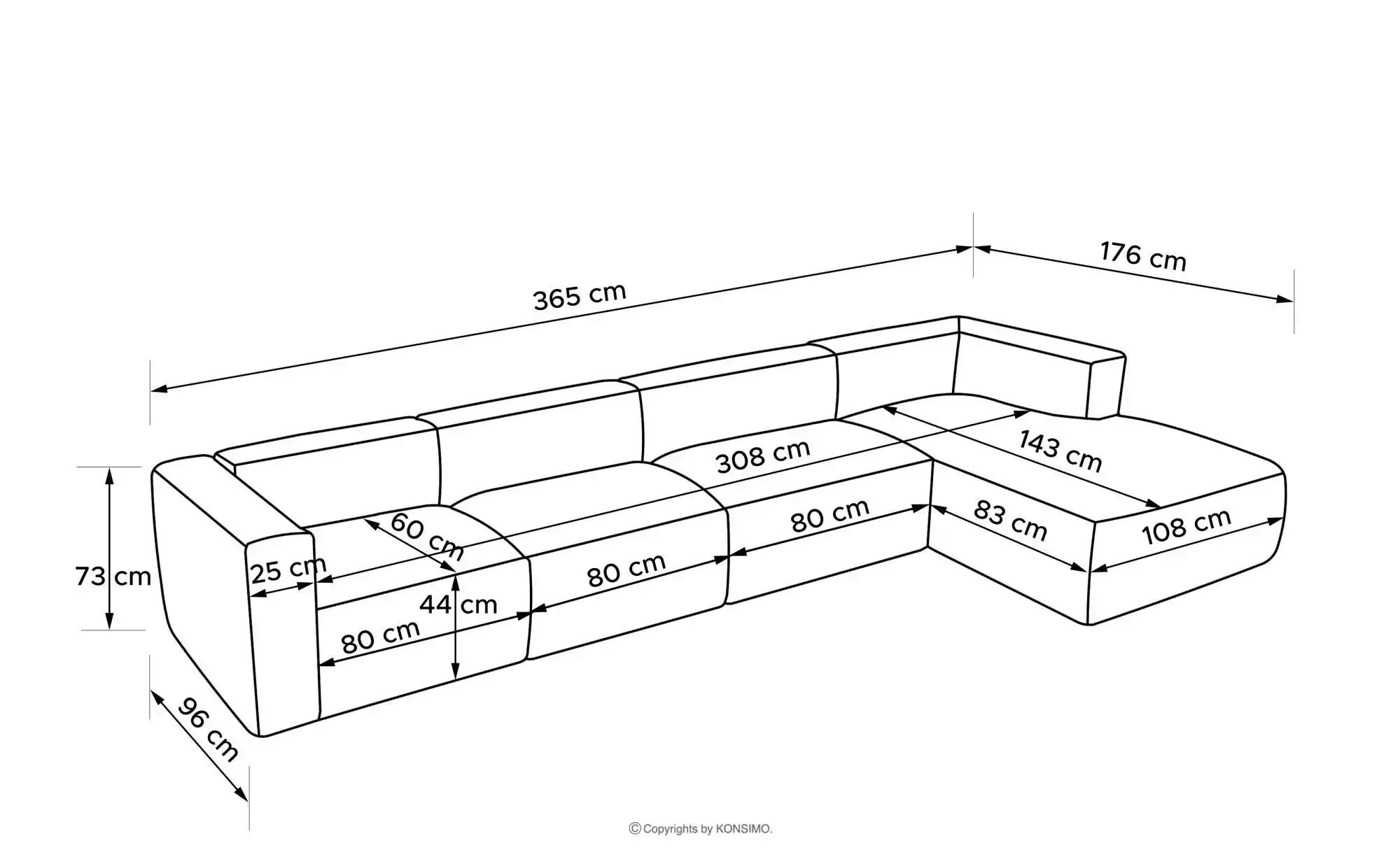 KONSIMO Ecksofa   ¦ grün ¦ Maße (cm): B: 365 H: 73 Polstermöbel > Sofas > E günstig online kaufen