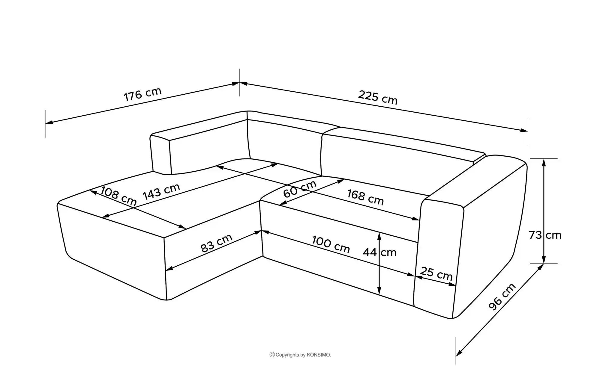 KONSIMO Ecksofa  Buffo ¦ grau ¦ Maße (cm): B: 225 H: 73 Polstermöbel > Sofa günstig online kaufen