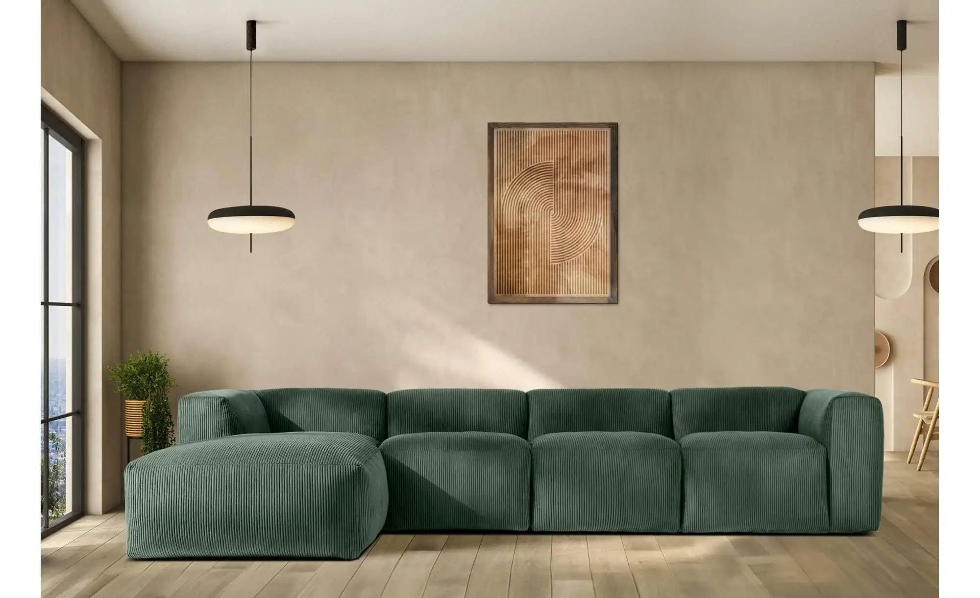 KONSIMO Ecksofa  Buffo ¦ grün ¦ Maße (cm): B: 365 H: 73 Polstermöbel > Sofa günstig online kaufen