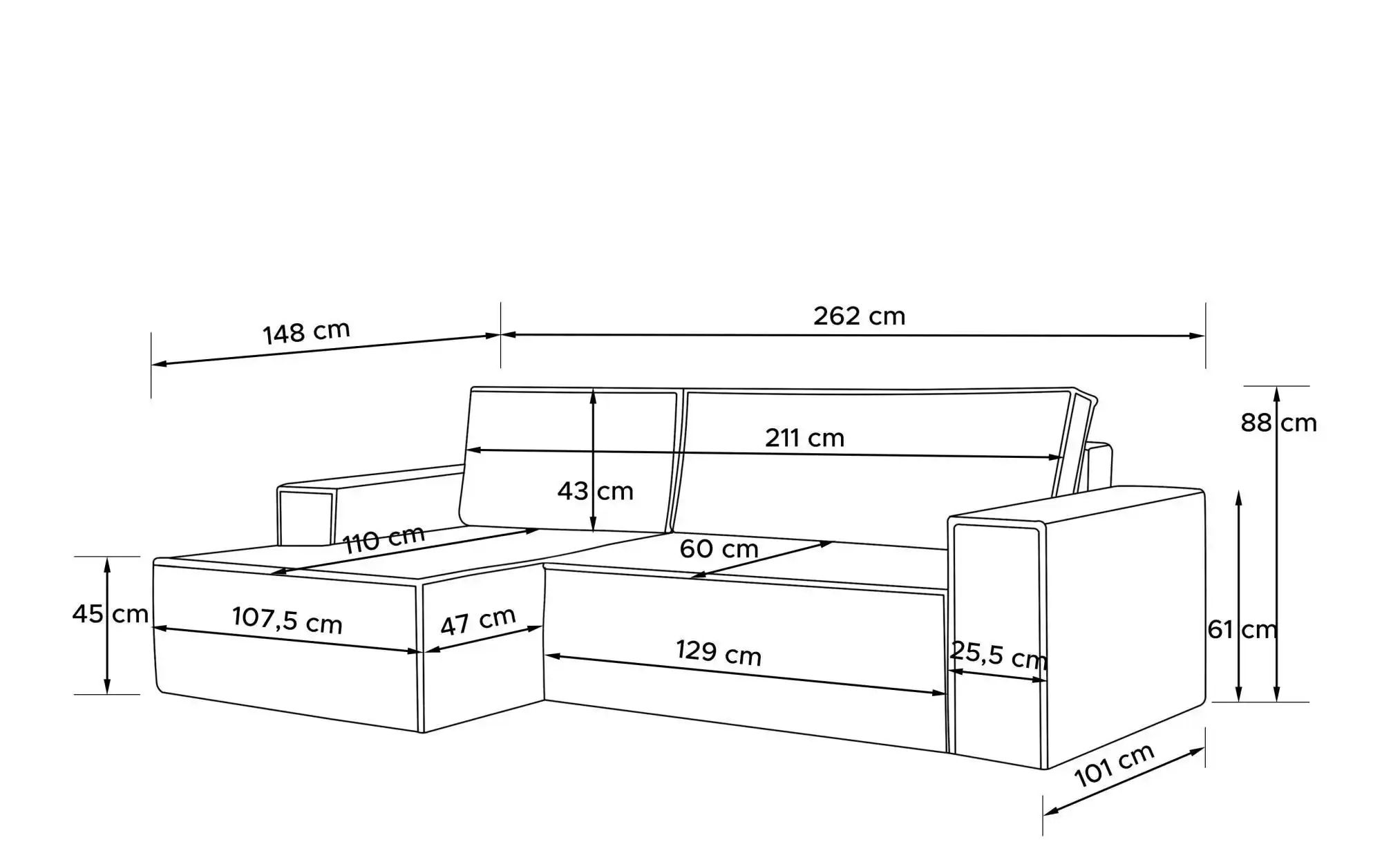 KONSIMO Ecksofa   ¦ grau ¦ Maße (cm): B: 262 H: 88 Polstermöbel > Sofas > E günstig online kaufen