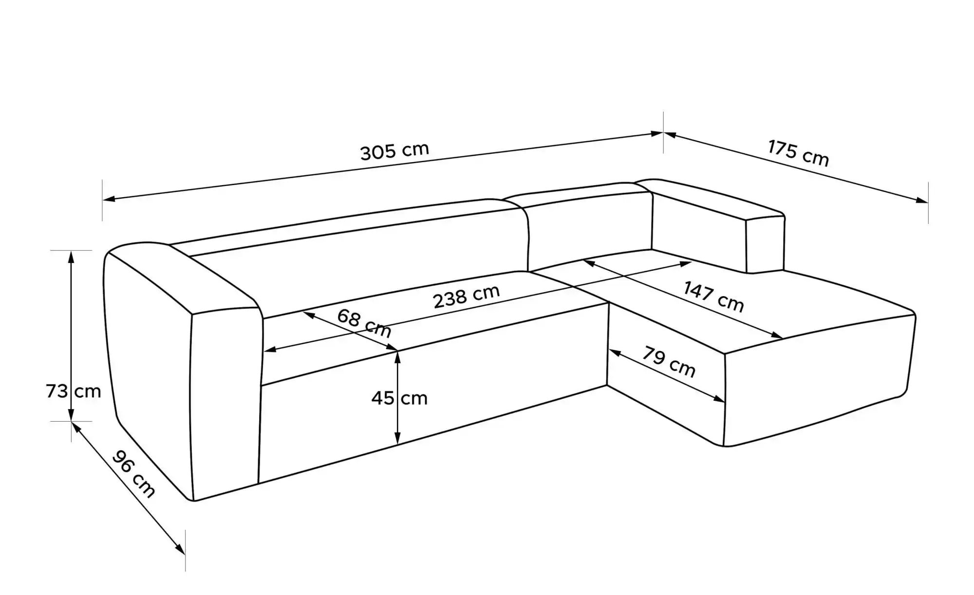 KONSIMO Ecksofa   ¦ grün ¦ Maße (cm): B: 305 H: 73 Polstermöbel > Sofas > E günstig online kaufen