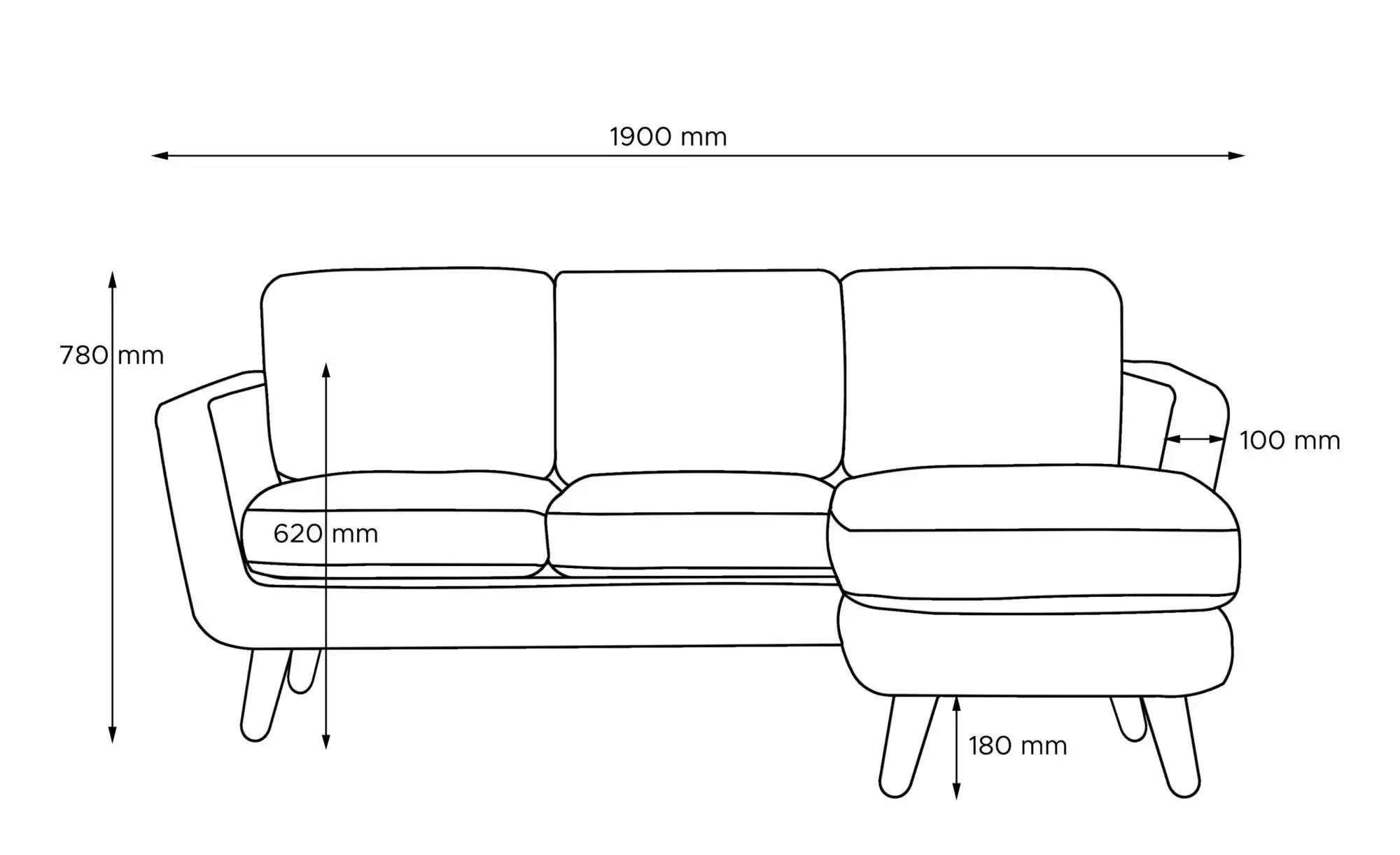 KONSIMO Ecksofa   ¦ rosa/pink ¦ Maße (cm): B: 190 H: 78 Polstermöbel > Sofa günstig online kaufen