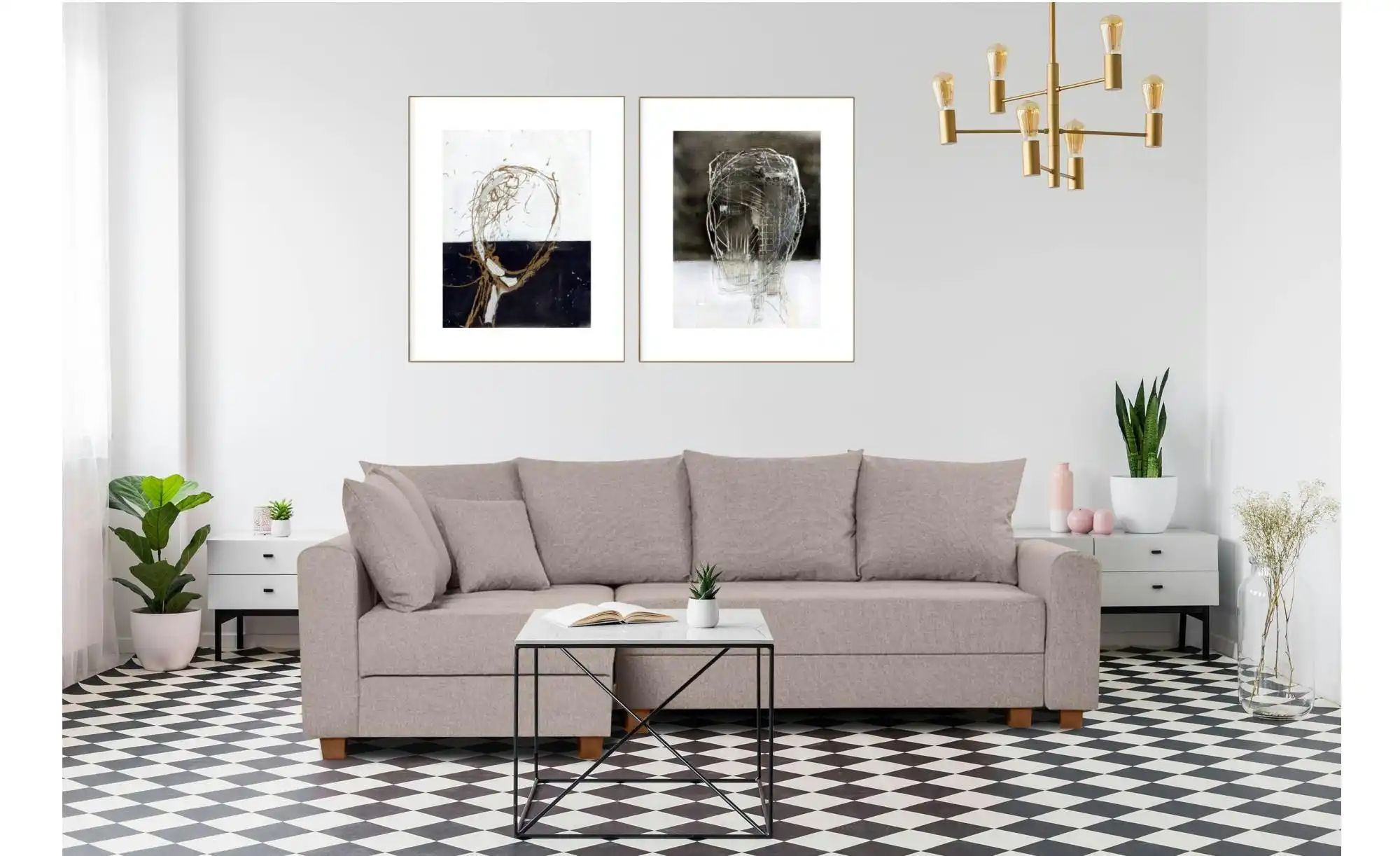 Thumbnail - KONSIMO Ecksofa Revo ¦ beige ¦ Maße (cm): B: 255 H: 88 Polstermöbel > Sofas > Ecksofas - Höffner