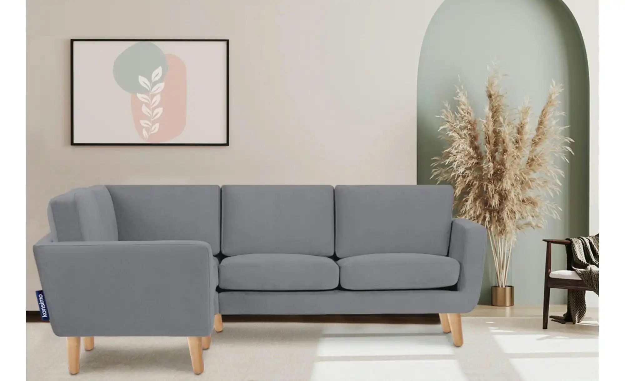 Thumbnail - KONSIMO Ecksofa  Tagio ¦ grau ¦ Maße (cm): B: 220 H: 80 Polstermöbel > Sofas > Ecksofas - Höffner