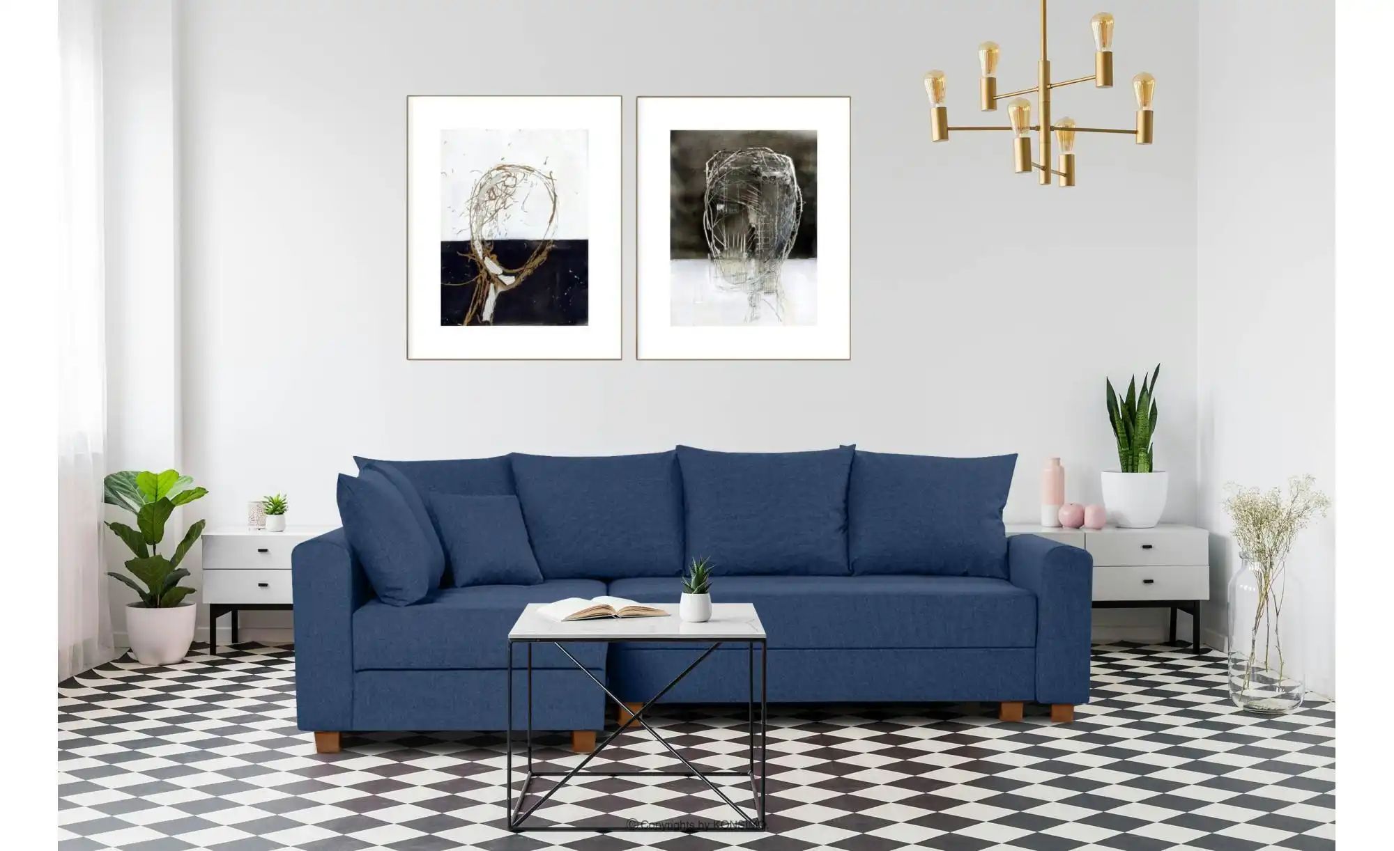 Thumbnail - KONSIMO Ecksofa Revo ¦ blau ¦ Maße (cm): B: 255 H: 88 Polstermöbel > Sofas > Ecksofas - Höffner