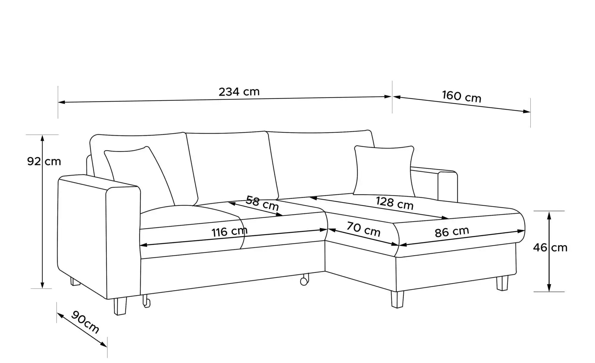 KONSIMO Ecksofa   ¦ gelb ¦ Maße (cm): B: 234 H: 92 Polstermöbel > Sofas > E günstig online kaufen