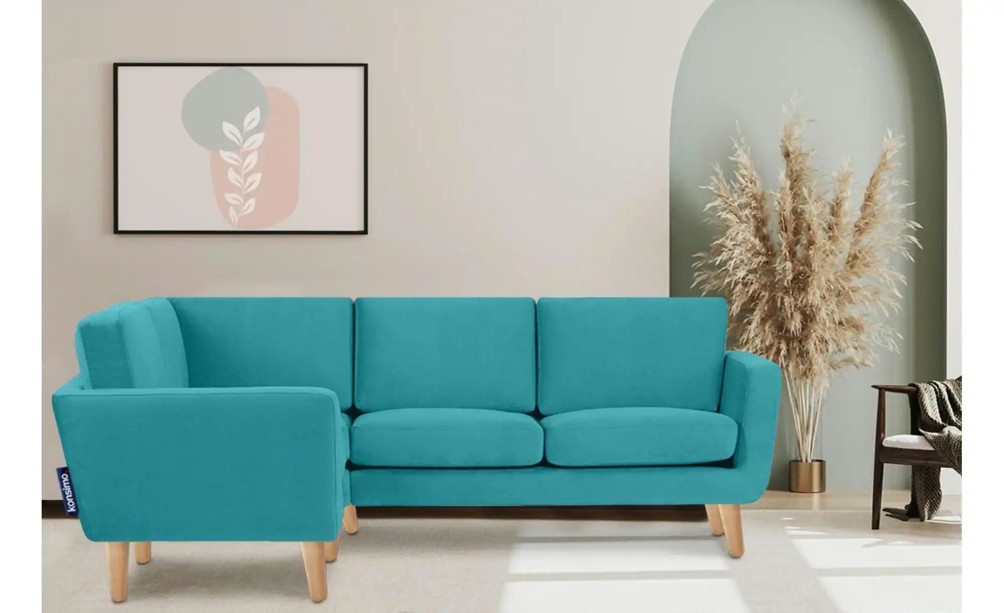 KONSIMO Ecksofa   ¦ türkis/petrol ¦ Maße (cm): B: 220 H: 80 Polstermöbel > günstig online kaufen