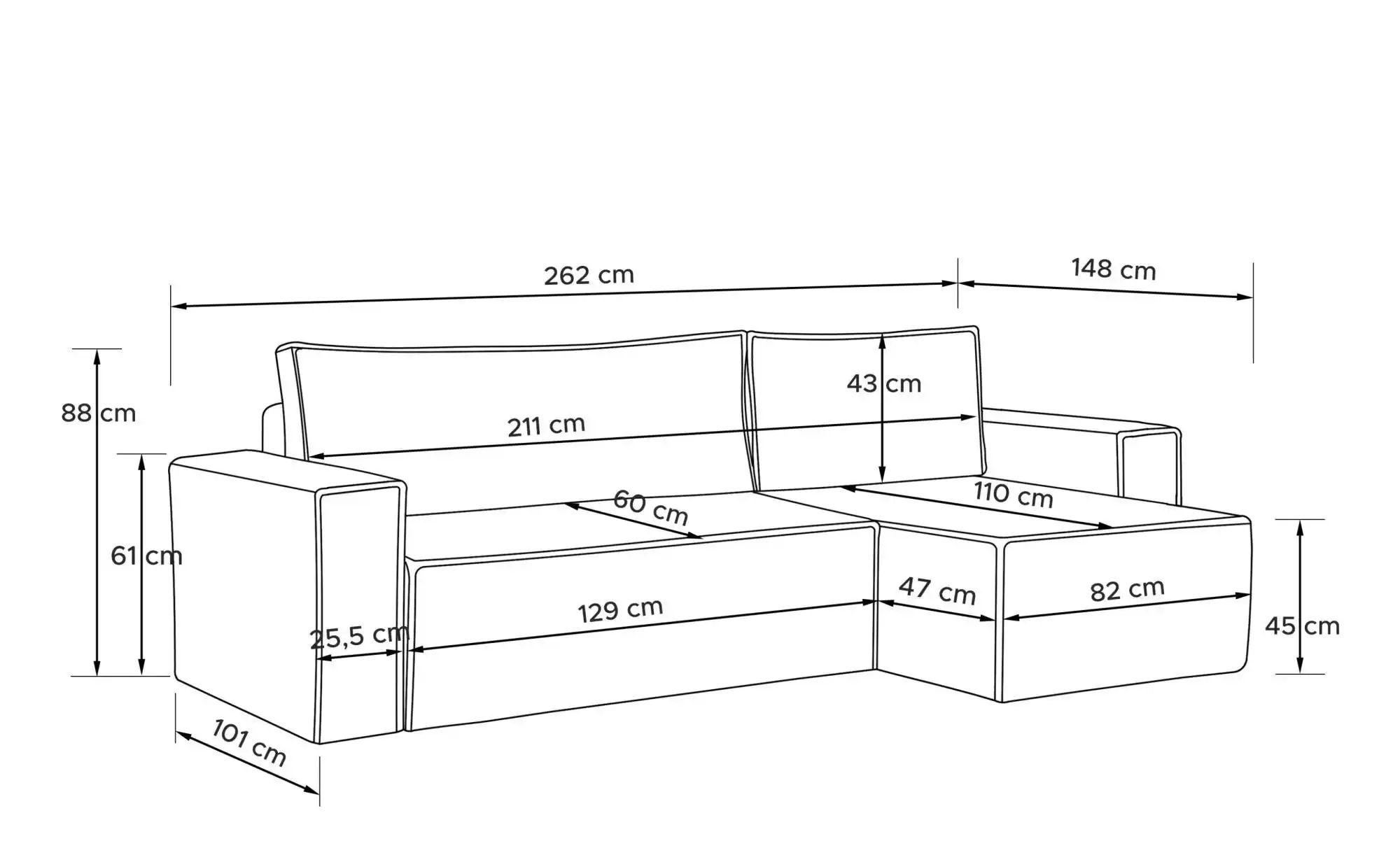 KONSIMO Ecksofa   ¦ grau ¦ Maße (cm): B: 262 H: 89 Polstermöbel > Sofas > E günstig online kaufen