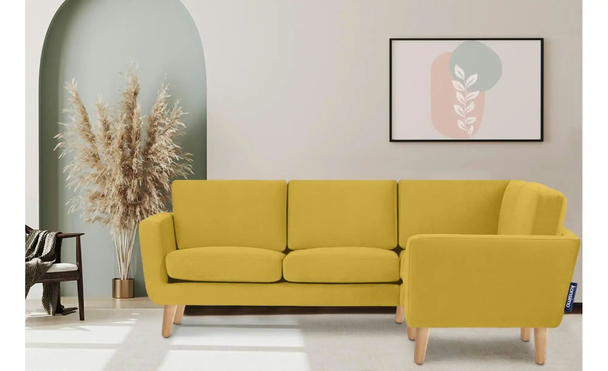 Thumbnail - KONSIMO Ecksofa  Tagio ¦ gelb ¦ Maße (cm): B: 220 H: 80 Polstermöbel > Sofas > Ecksofas - Höffner