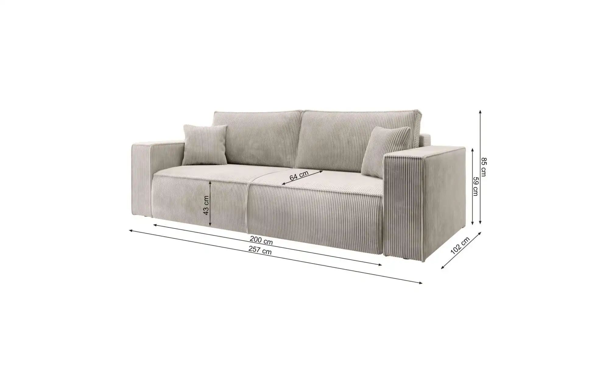 Einzelsofa  Farese ¦ grün ¦ Maße (cm): B: 257 H: 85 Polstermöbel > Sofas > günstig online kaufen