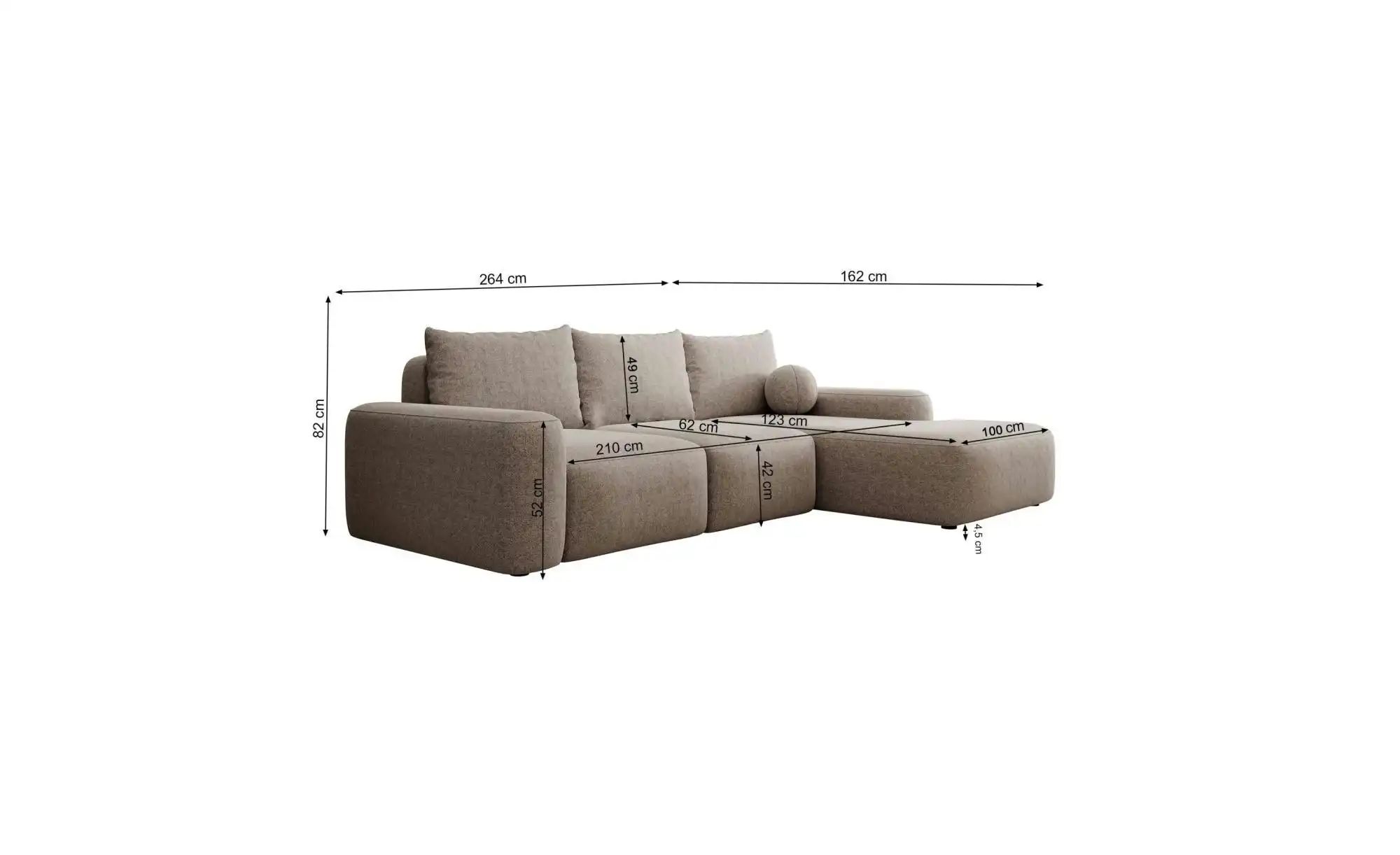 Selsey Ecksofa mit Schlaffunktion Carnos ¦ schwarz ¦ Maße (cm): B: 264 H: 8 günstig online kaufen
