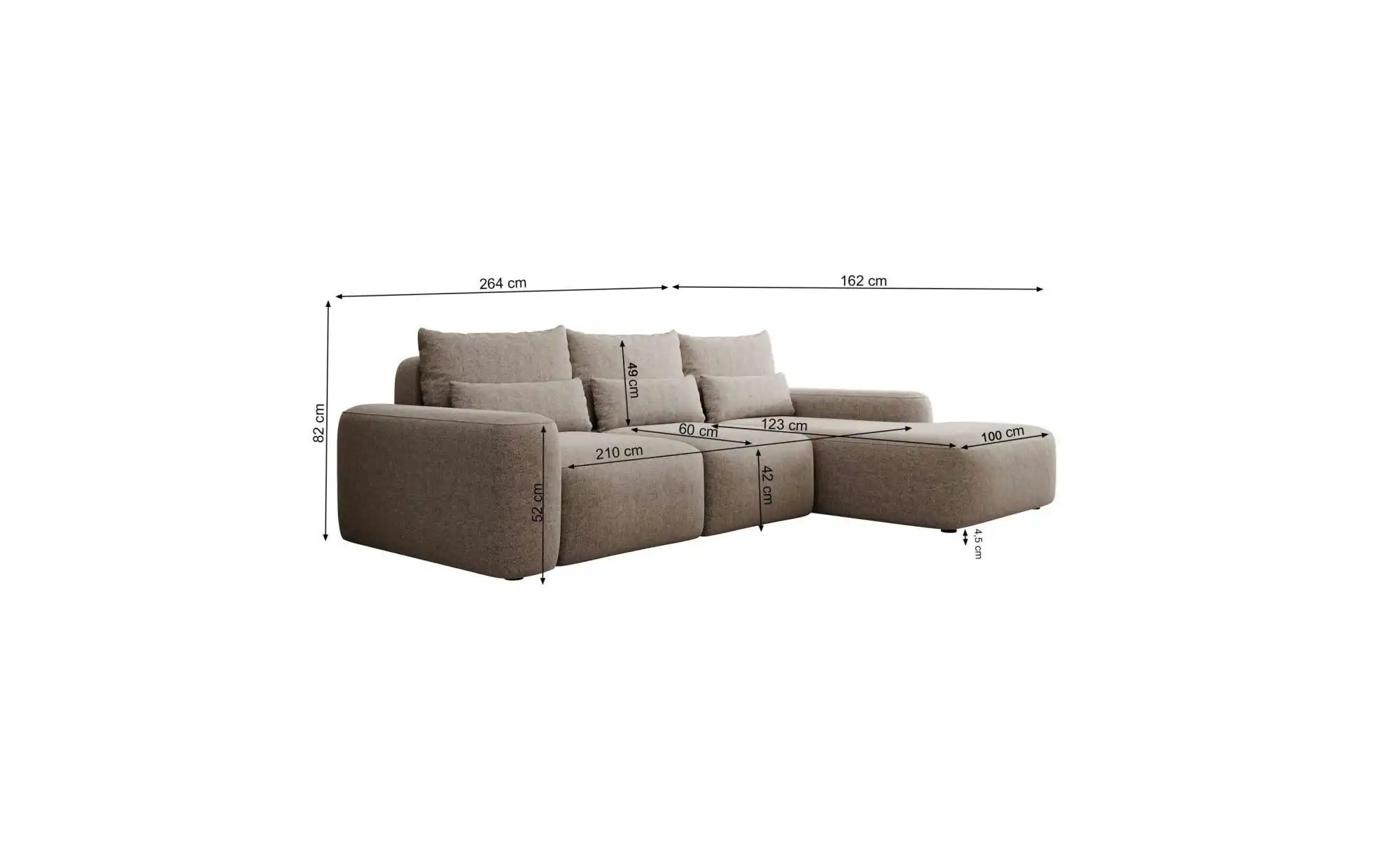 Selsey Ecksofa mit Schlaffunktion Carnos ¦ beige ¦ Maße (cm): B: 264 H: 82 günstig online kaufen