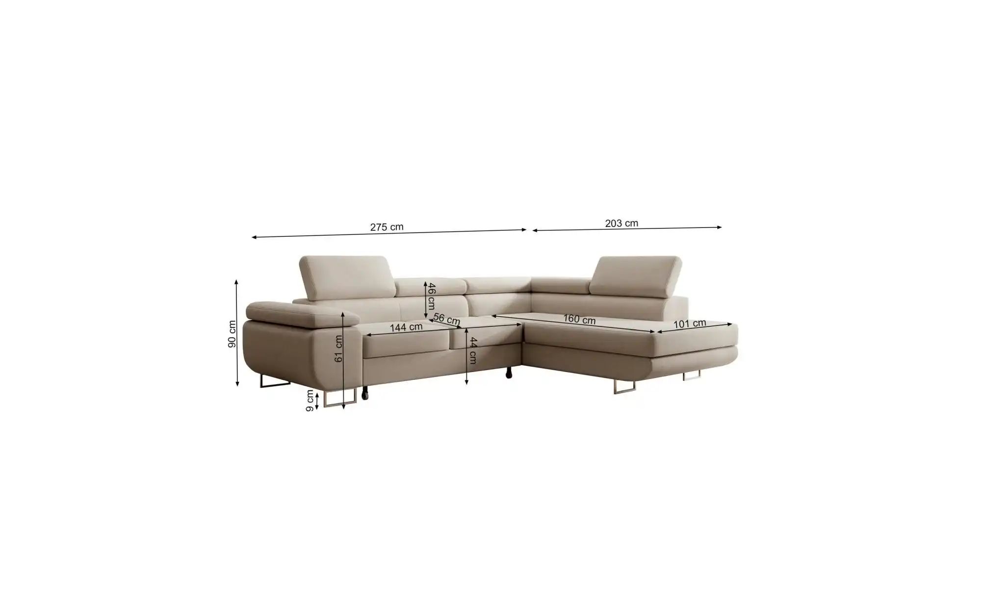 Thumbnail - Selsey Ecksofa mit Schlaffunktion Stevil ¦ beige ¦ Maße (cm): B: 275 H: 90 Polstermöbel > Sofas > Ecksofas - Höffner