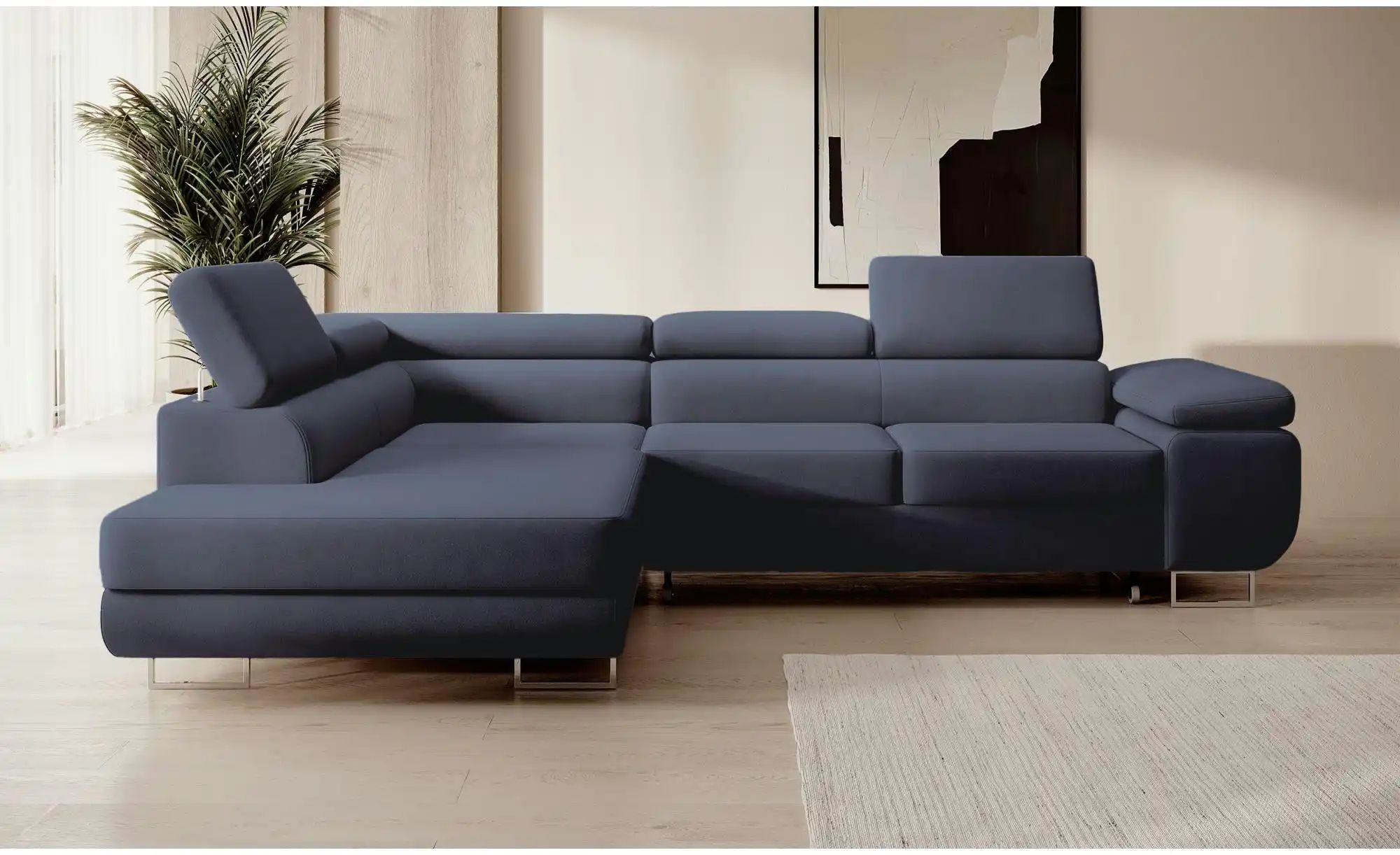 Thumbnail - Ecksofa mit Schlaffunktion Stevil ¦ blau ¦ Maße (cm): B: 275 H: 90 Polstermöbel > Sofas > Ecksofas - Höffner