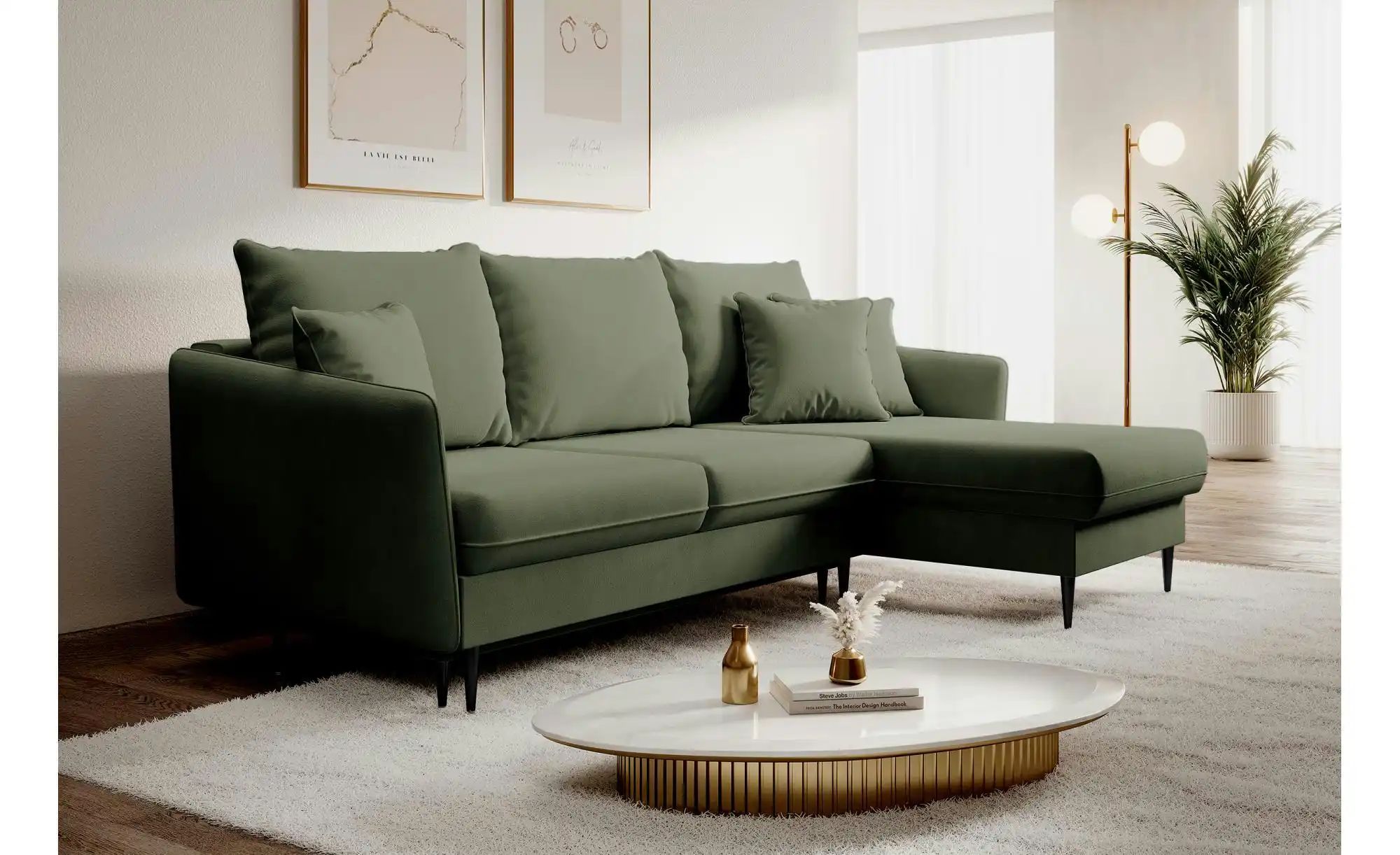 Thumbnail - Selsey Ecksofa mit Schlaffunktion Volio ¦ grün ¦ Maße (cm): B: 223 H: 88 Polstermöbel > Sofas > 3-Sitzer - Höffner