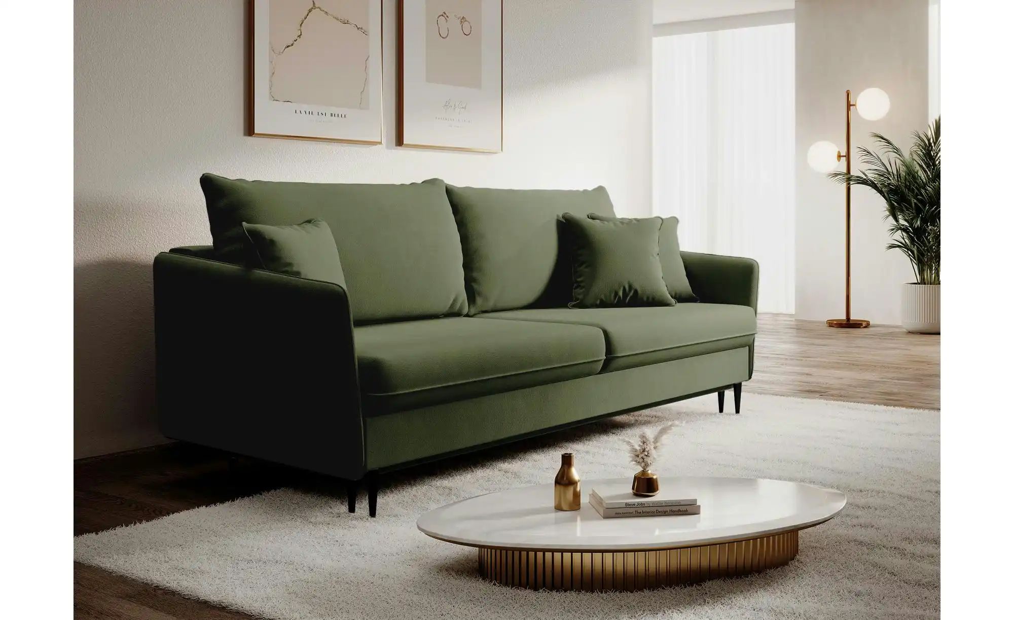 Thumbnail - Einzelsofa mit Schlaffunktion Volio ¦ grün ¦ Maße (cm): B: 221 H: 90 Polstermöbel > Sofas > 3-Sitzer - Höffner