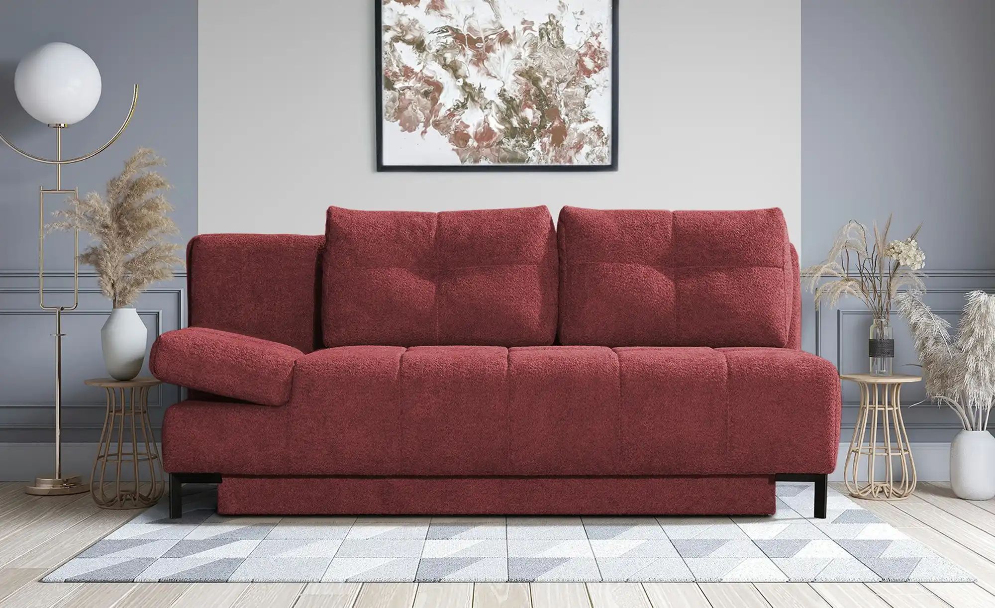 Querschläfer  aus Bouclé  Sammy ¦ rot ¦ Maße (cm): B: 206 H: 98 T: 98.0 Pol günstig online kaufen
