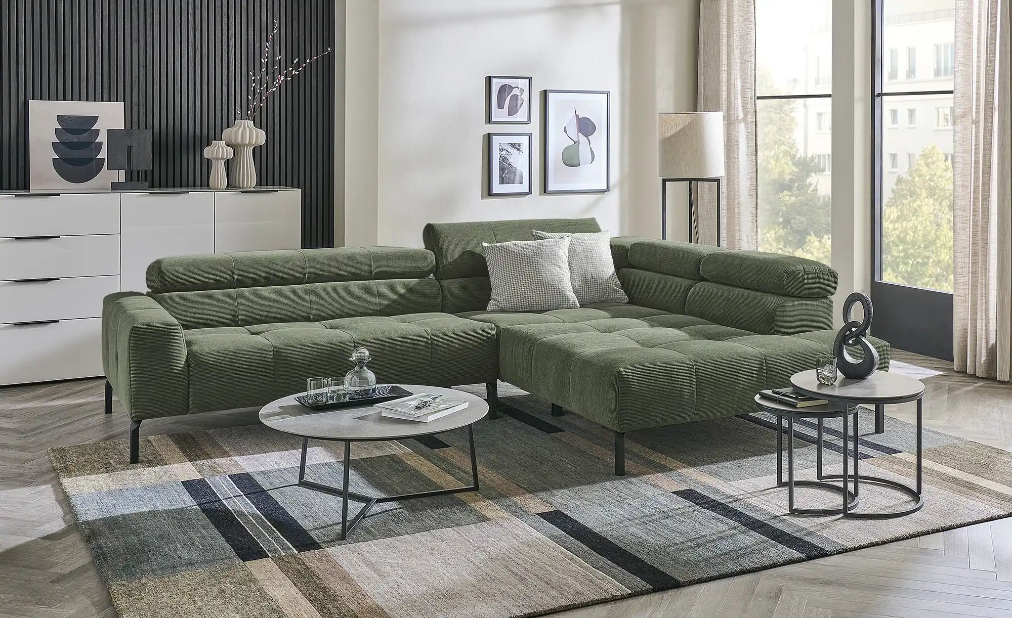 Thumbnail - Max Schelling Ecksofa verstellbare Kopfteile MS Verve ¦ grün ¦ Maße (cm): B: 311 H: 88 T: 219.0 Polstermöbel > Sofas > E...