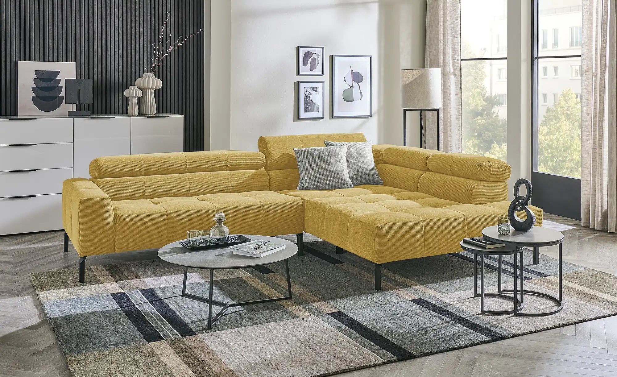 Thumbnail - Max Schelling Ecksofa verstellbare Kopfteile MS Verve ¦ gelb ¦ Maße (cm): B: 311 H: 88 T: 219.0 Polstermöbel > Sofas > E...