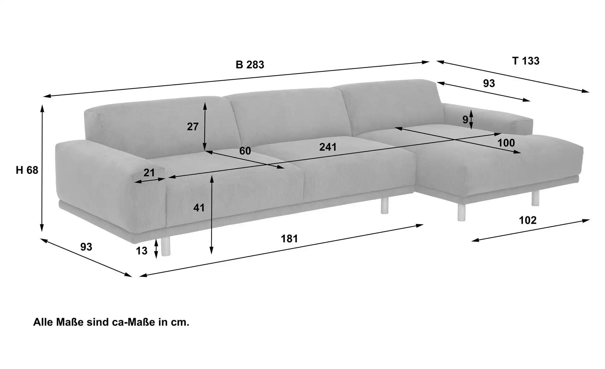Thumbnail - Max Winzer Ecksofa Penelope ¦ grau ¦ Maße (cm): B: 283 H: 68 Polstermöbel > Sofas > Ecksofas - Höffner
