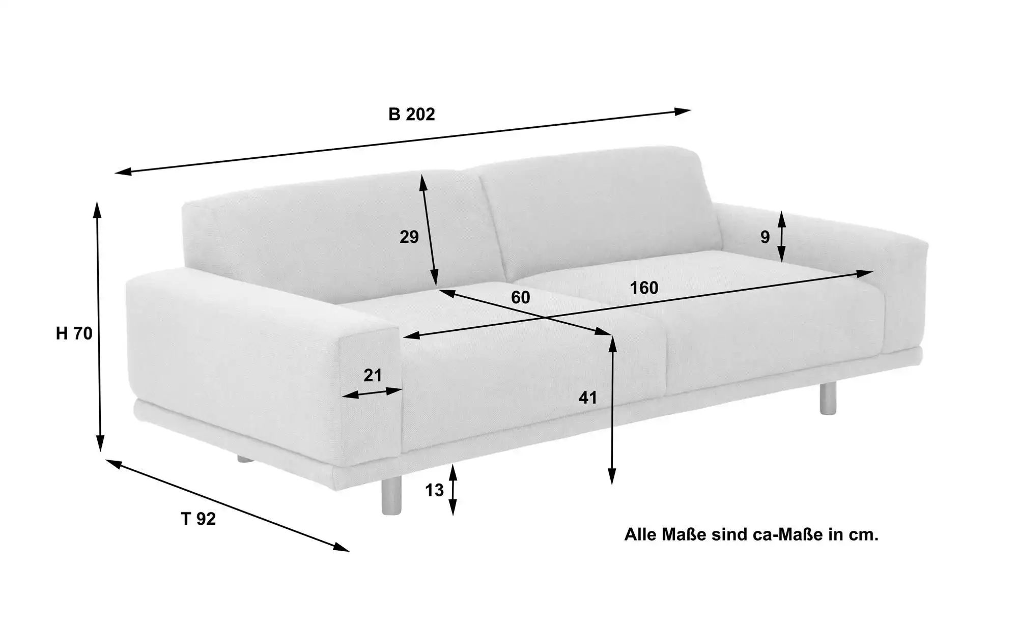 Thumbnail - Max Winzer Einzelsofa ¦ creme ¦ Maße (cm): B: 202 H: 70 Polstermöbel > Sofas > 3-Sitzer - Höffner