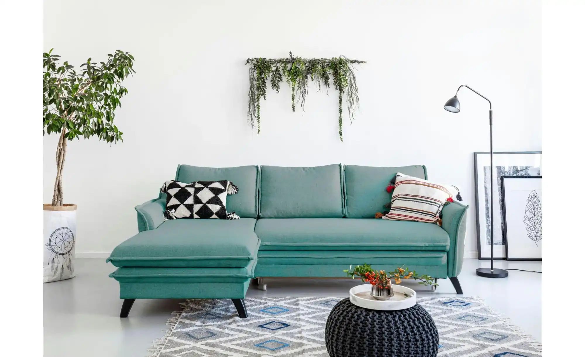 Miuform Ecksofa mit Schlaffunktion Charming Charlie ¦ blau ¦ Maße (cm): B: günstig online kaufen