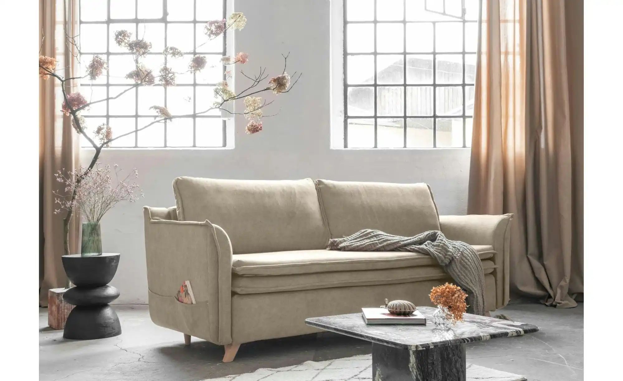 Thumbnail - Miuform Einzelsofa mit Schlaffunktion Charming Charlie ¦ beige ¦ Maße (cm): B: 225 H: 85 Polstermöbel > Sofas > 3-Sitzer...