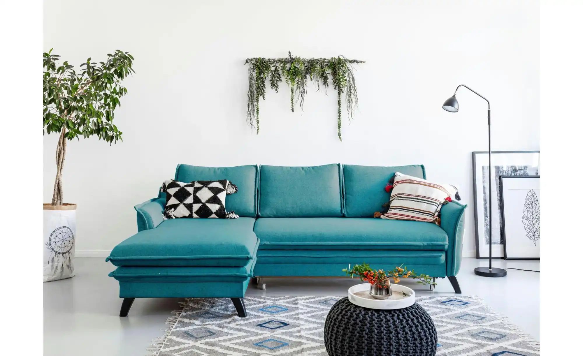 Thumbnail - Miuform Ecksofa mit Schlaffunktion Charming Charlie ¦ türkis/petrol ¦ Maße (cm): B: 228 H: 90 Polstermöbel > Sofas > Eck...