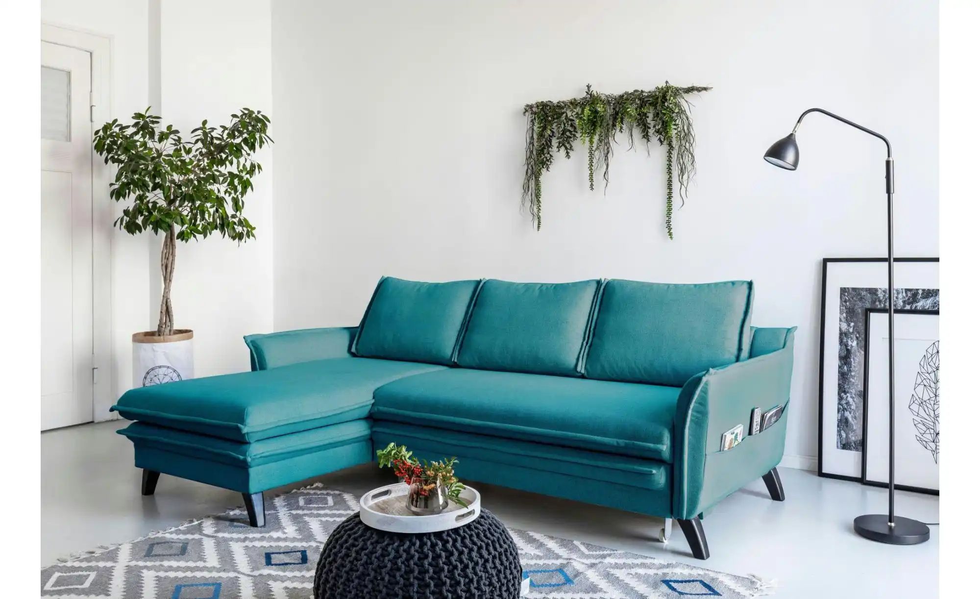 Thumbnail - Miuform Ecksofa mit Schlaffunktion Charming Charlie ¦ türkis/petrol ¦ Maße (cm): B: 228 H: 90 Polstermöbel > Sofas > Eck...