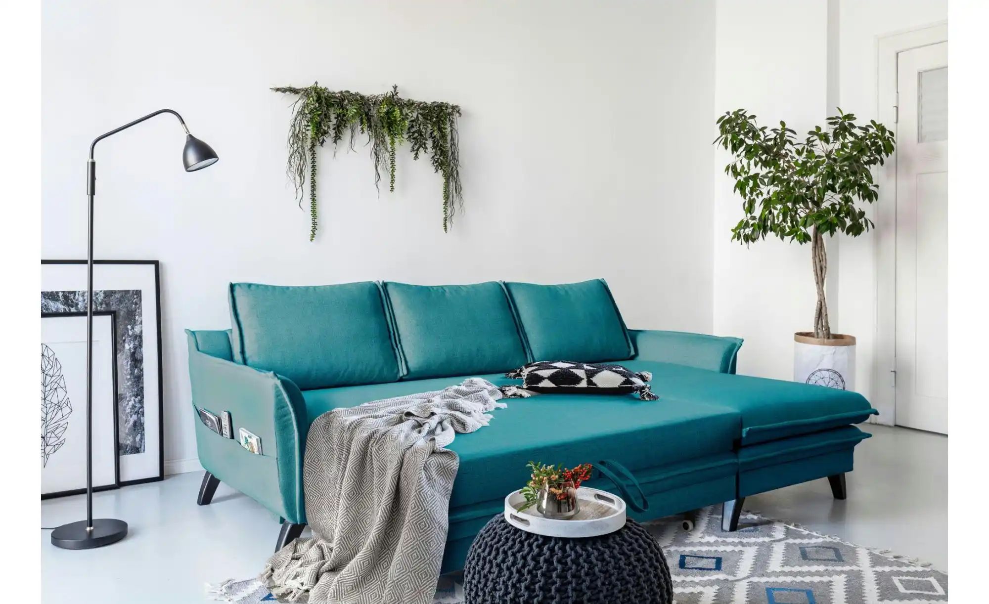Miuform Ecksofa mit Schlaffunktion Charming Charlie ¦ türkis/petrol ¦ Maße günstig online kaufen