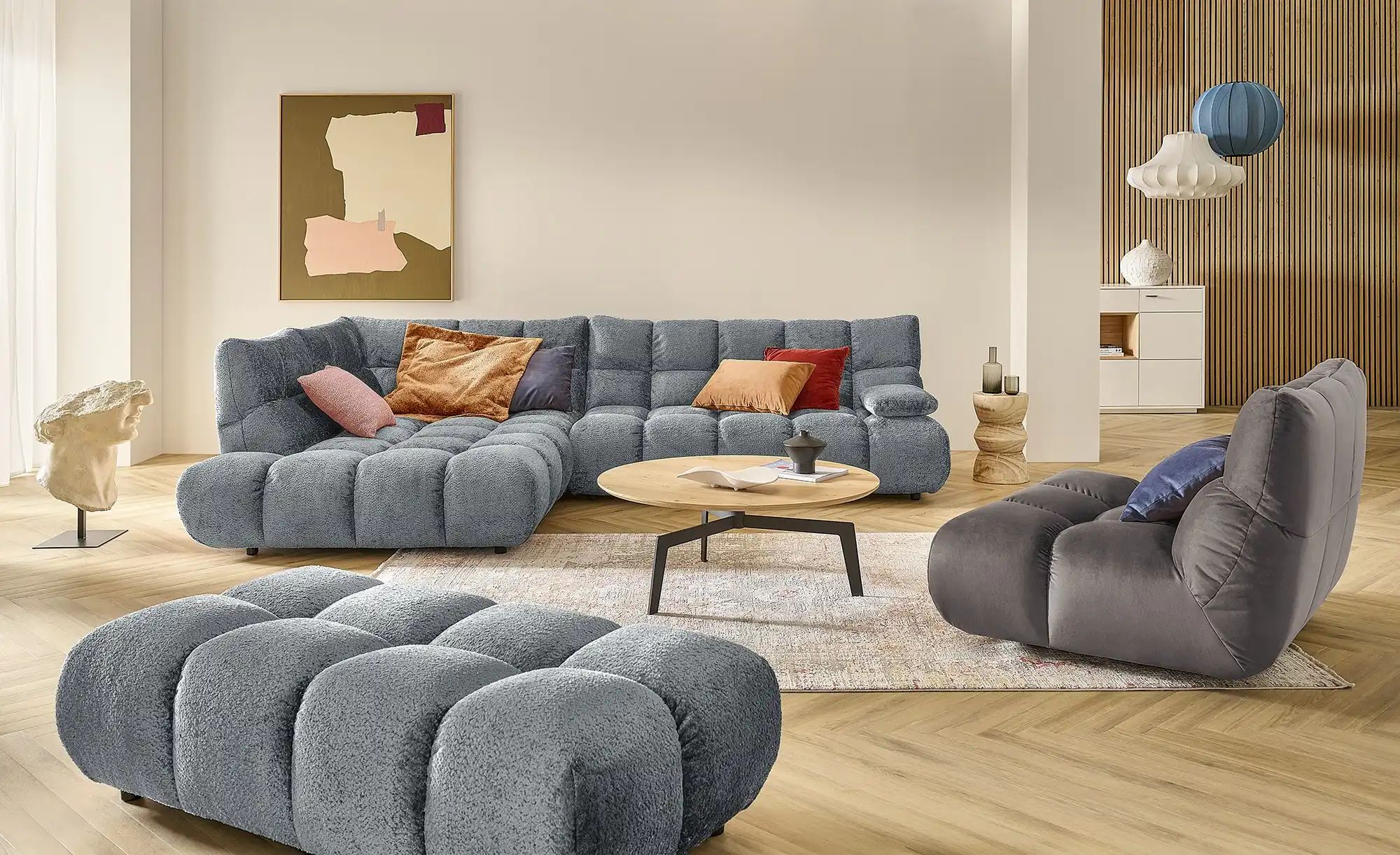 Jette Home Hocker  Gentle ¦ grau ¦ Maße (cm): B: 143 H: 41 T: 73.0 Polsterm günstig online kaufen