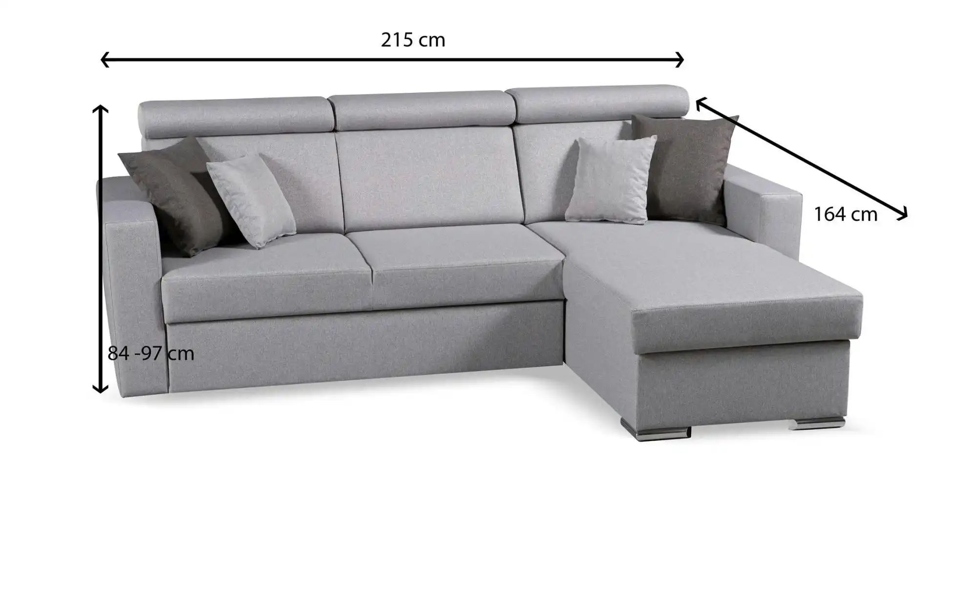 Ecksofa  Mils ¦ grau ¦ Maße (cm): B: 215 H: 97 Polstermöbel > Sofas > Eckso günstig online kaufen