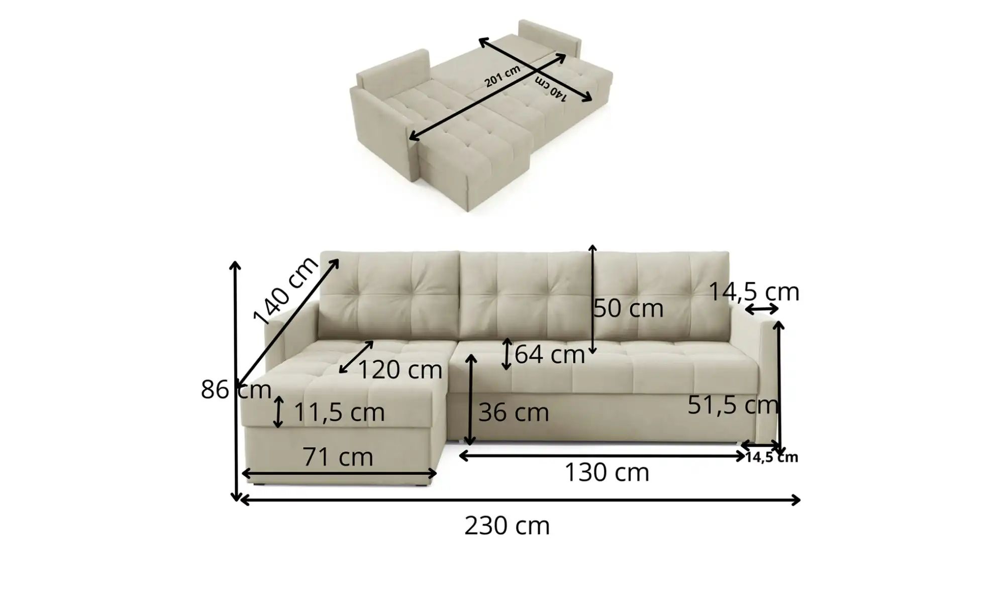 Thumbnail - Ecksofa Olivia ¦ blau ¦ Maße (cm): B: 230 H: 86 Polstermöbel > Sofas > Ecksofas - Höffner