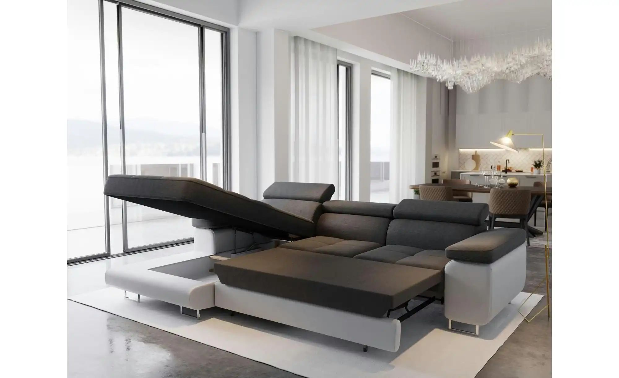MASSENO Ecksofa  Elma ¦ blau ¦ Maße (cm): B: 280 H: 90 Polstermöbel > Sofas günstig online kaufen