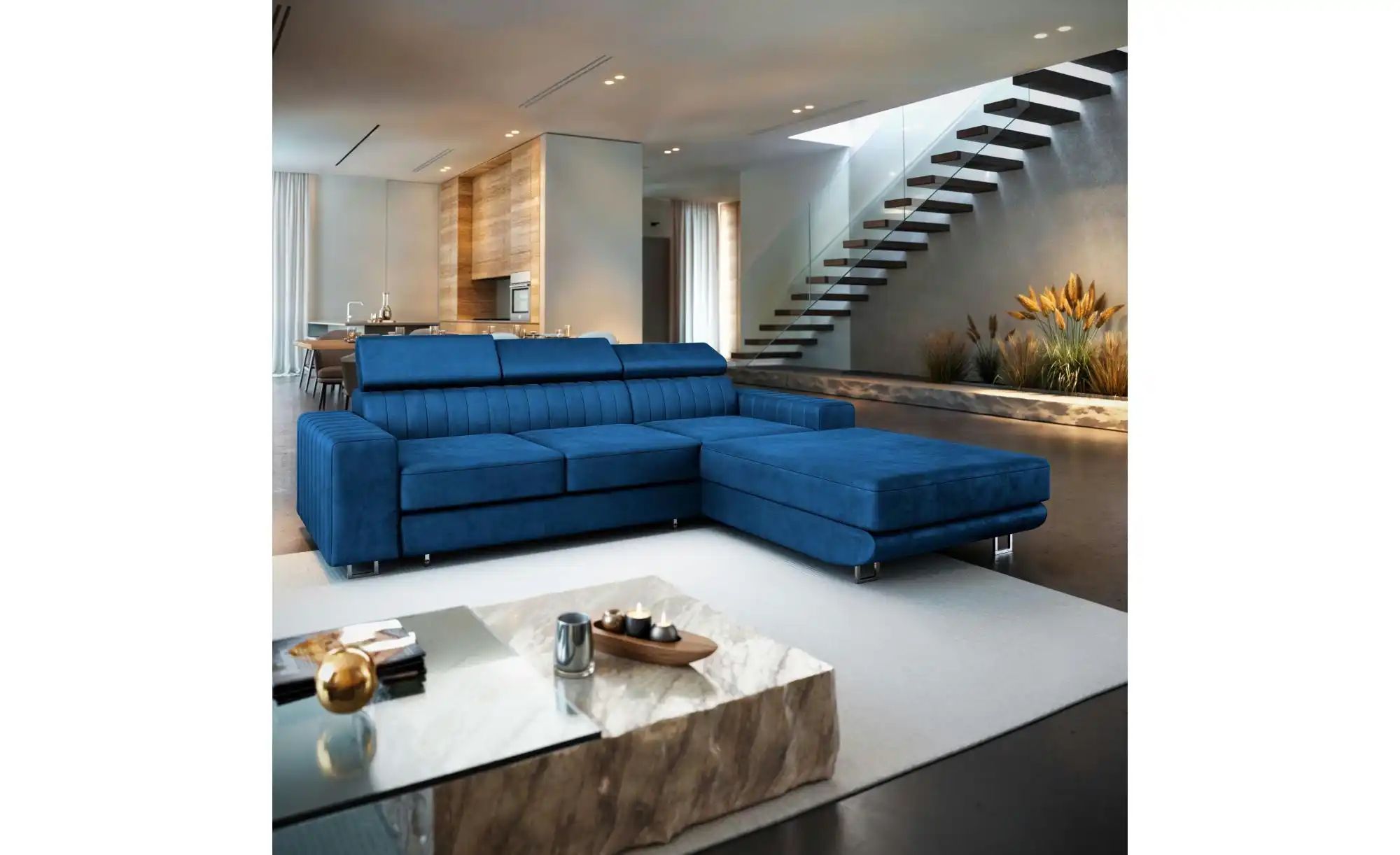MASSENO Ecksofa  Noto ¦ blau ¦ Maße (cm): B: 267 H: 89 Polstermöbel > Sofas günstig online kaufen