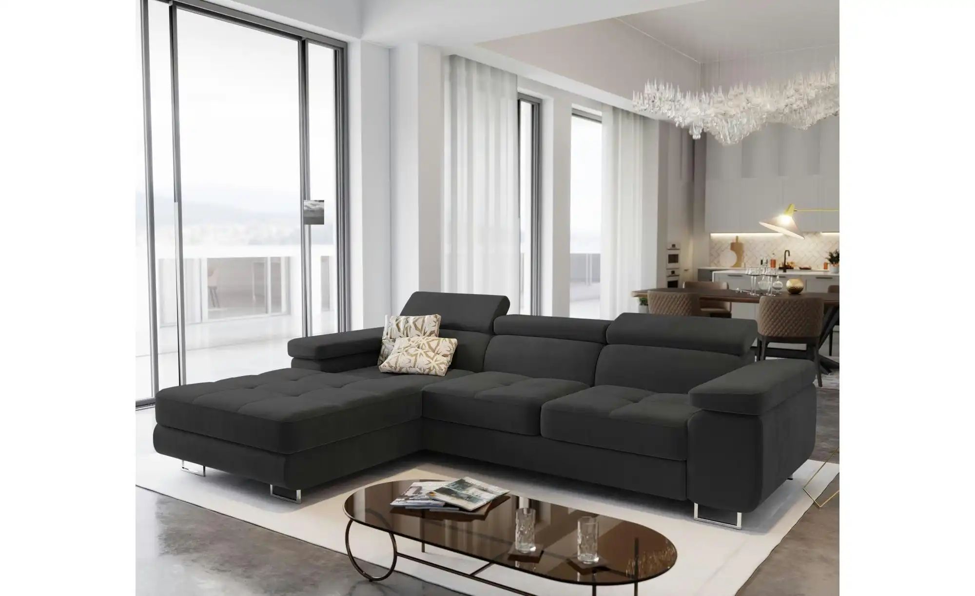 MASSENO Ecksofa  Elma ¦ schwarz ¦ Maße (cm): B: 280 H: 90 Polstermöbel > So günstig online kaufen