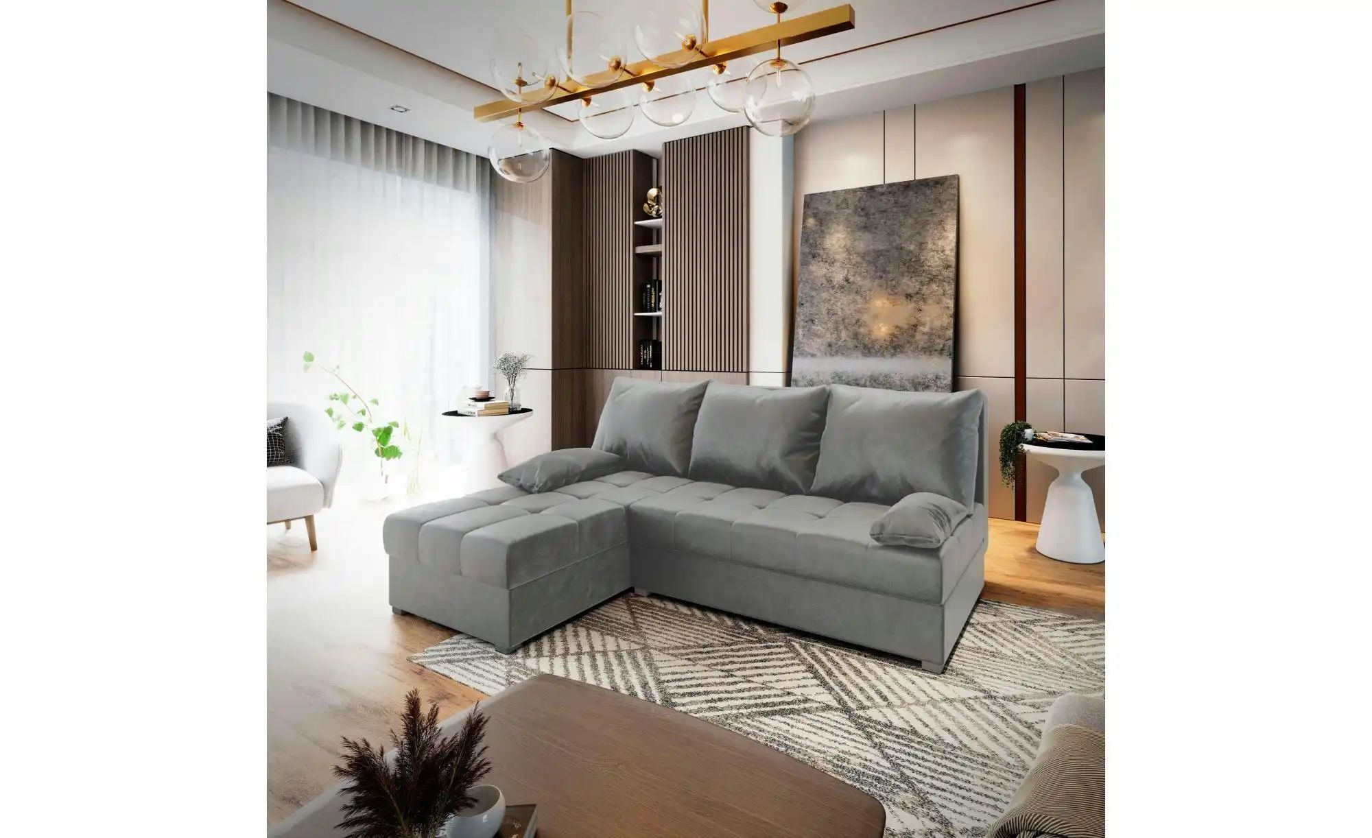 Thumbnail - MASSENO Ecksofa mit Schlaffunktion Rita ¦ grau ¦ Maße (cm): B: 200 H: 85 Polstermöbel > Sofas > 3-Sitzer - Höffner