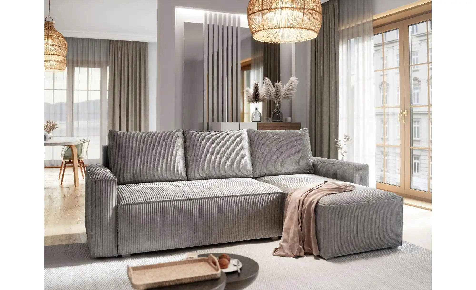 MASSENO Ecksofa mit Schlaffunktion Potaro ¦ grau ¦ Maße (cm): B: 230 H: 85 günstig online kaufen