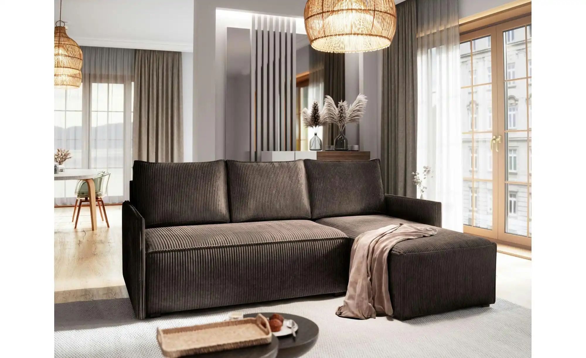 Thumbnail - MASSENO Ecksofa mit Schlaffunktion Perusi ¦ braun ¦ Maße (cm): B: 206 H: 85 Polstermöbel > Sofas > 3-Sitzer - Höffner